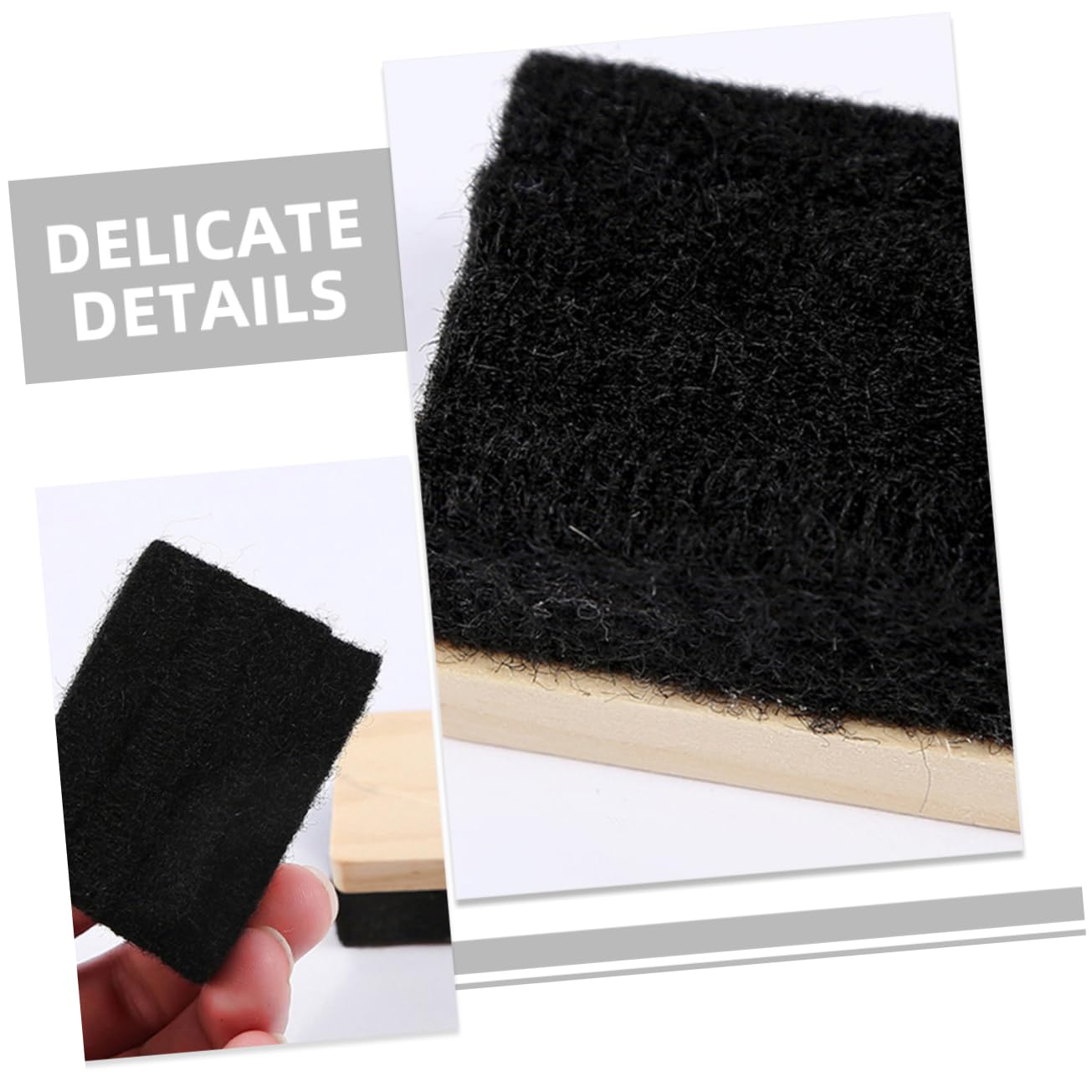 Gadpiparty 5 Sätze Radiergummi Mini Schwarz Trocken Abwischbarer Kreideradierer Whiteboard-trockenlöscher Staubfreier Kreidereiniger Tafelwischer Hölzern 10 Stück * 5
