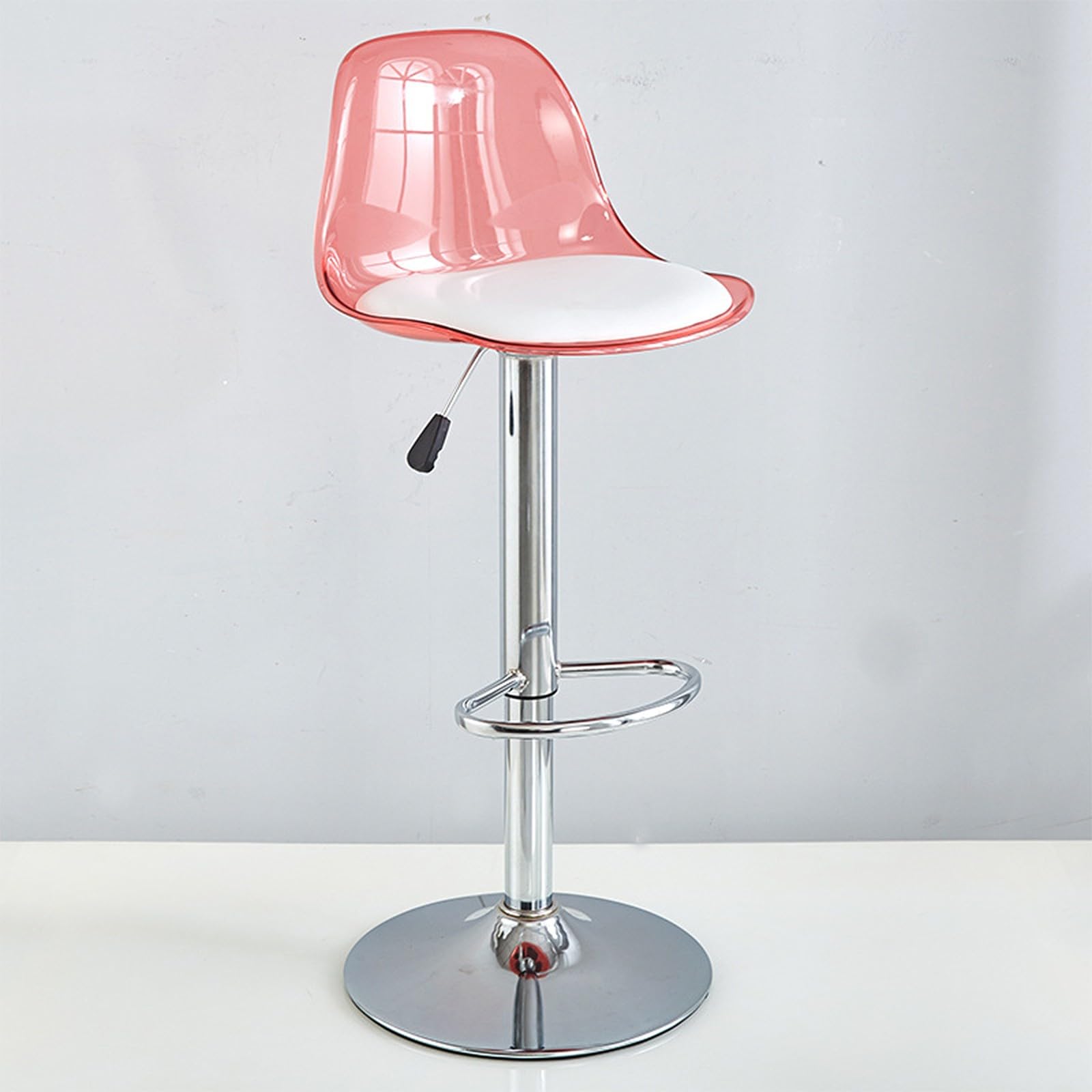 Barhocker, verstellbar, Acryl, transparent, modernes Design, für Wohnzimmer, Schlafzimmer, Büro, Höhe 6080 cm, Rosa
