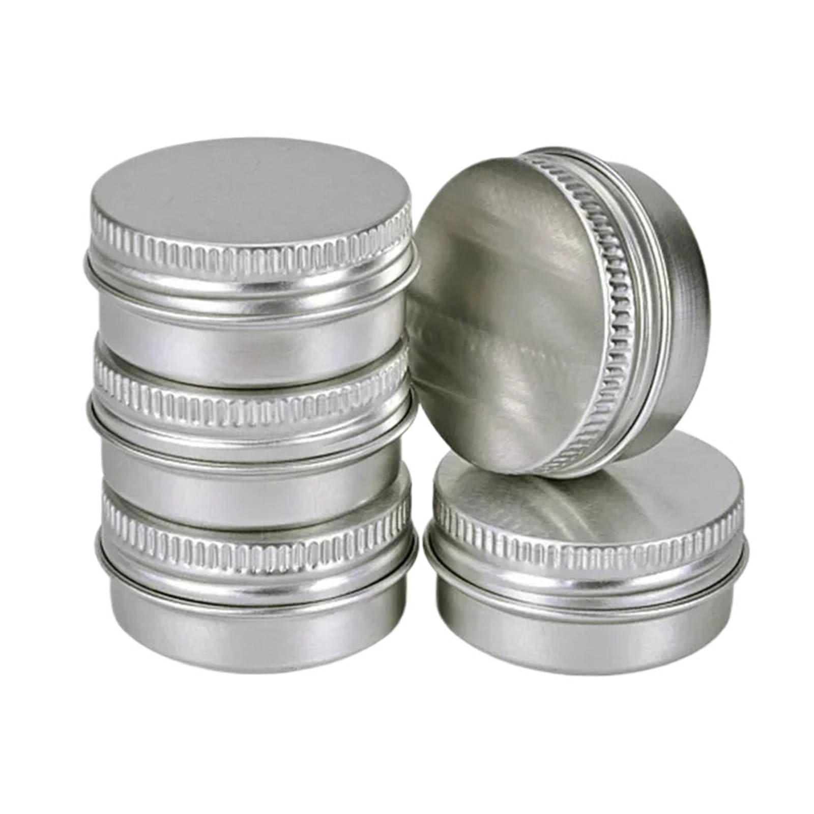 Kleine Dosen mit Deckel, Aluminium-Blechgläser, 38 Stück, 5, 10, 15, 20 Gramm, Leere Kosmetikbehälter, runder Schraubdeckel for die Kerzenherstellung, ml | 10ml