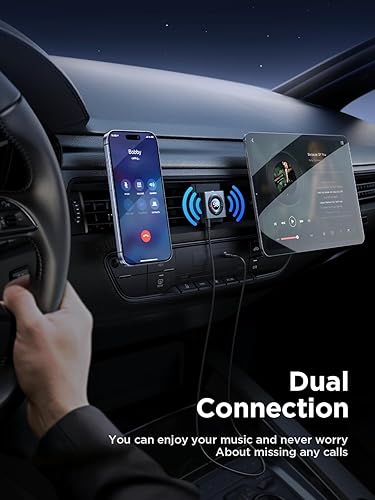 Miniatura 7 de Adaptador de coche Bluetooth 5.3 AUX actualizado 2024 micrófonos duales y sonido de graves profundos de alta fidelidad cancelación de ruido y