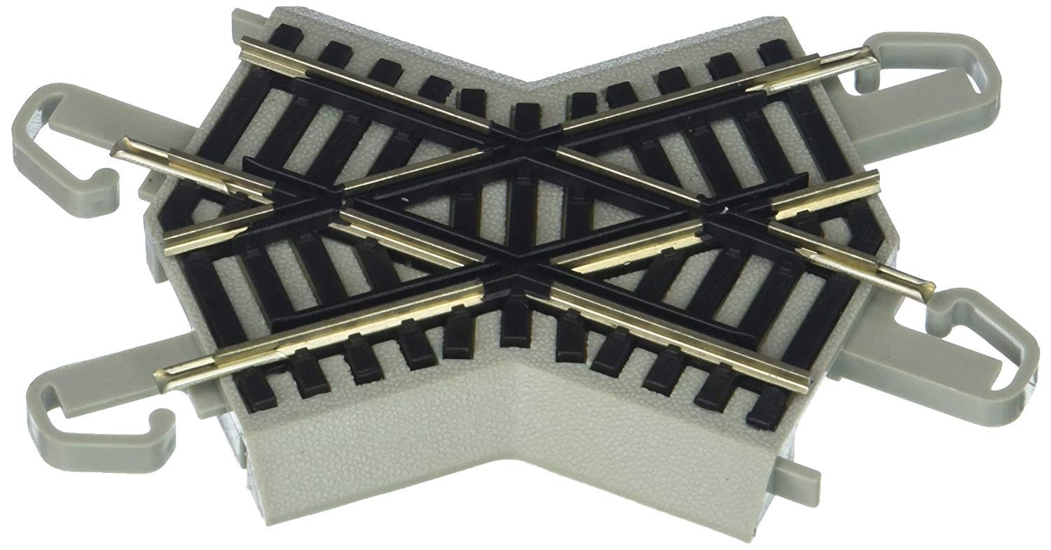 Photo 1 of Bachmann Trains - Snap-Fit E-Z TRACK 45 DEGREE CROSSING (1/card) - NICKEL SILVER Rail With Gray Roadbed - HO Scale