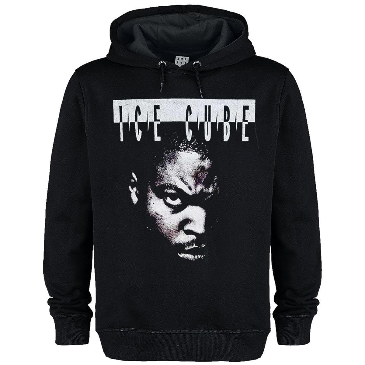 Amplified Intimidation Ice Cube Hooded Sweatshirt, Black, XXL, Long Sleeve, Fleece