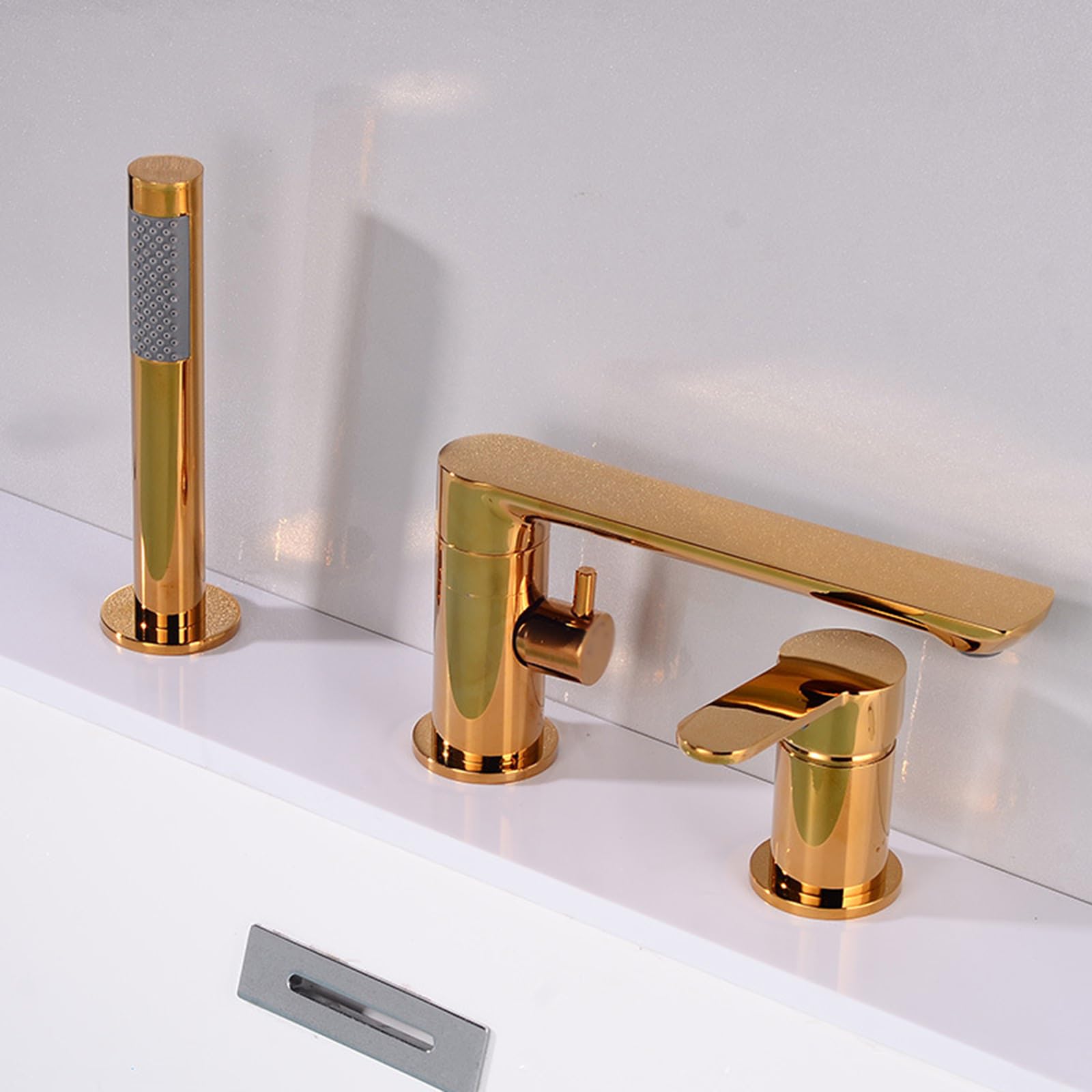 Grifo Moderno para Bañera de 3 Orificios Latón Monomando Conexión G1/2 para Lavabo Y Bañera Juego de Grifería para Bañera Color Plata