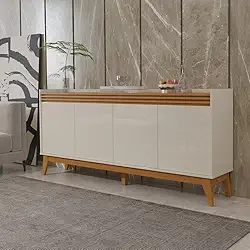 VIA NOSSA - Buffet Aparador Ripado 4 Portas com Pés de Mdf Astúrias 180cm