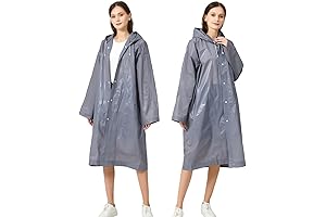 Waterproof and Portable Rain Poncho Jacket with Hood and Pockets for Adults...