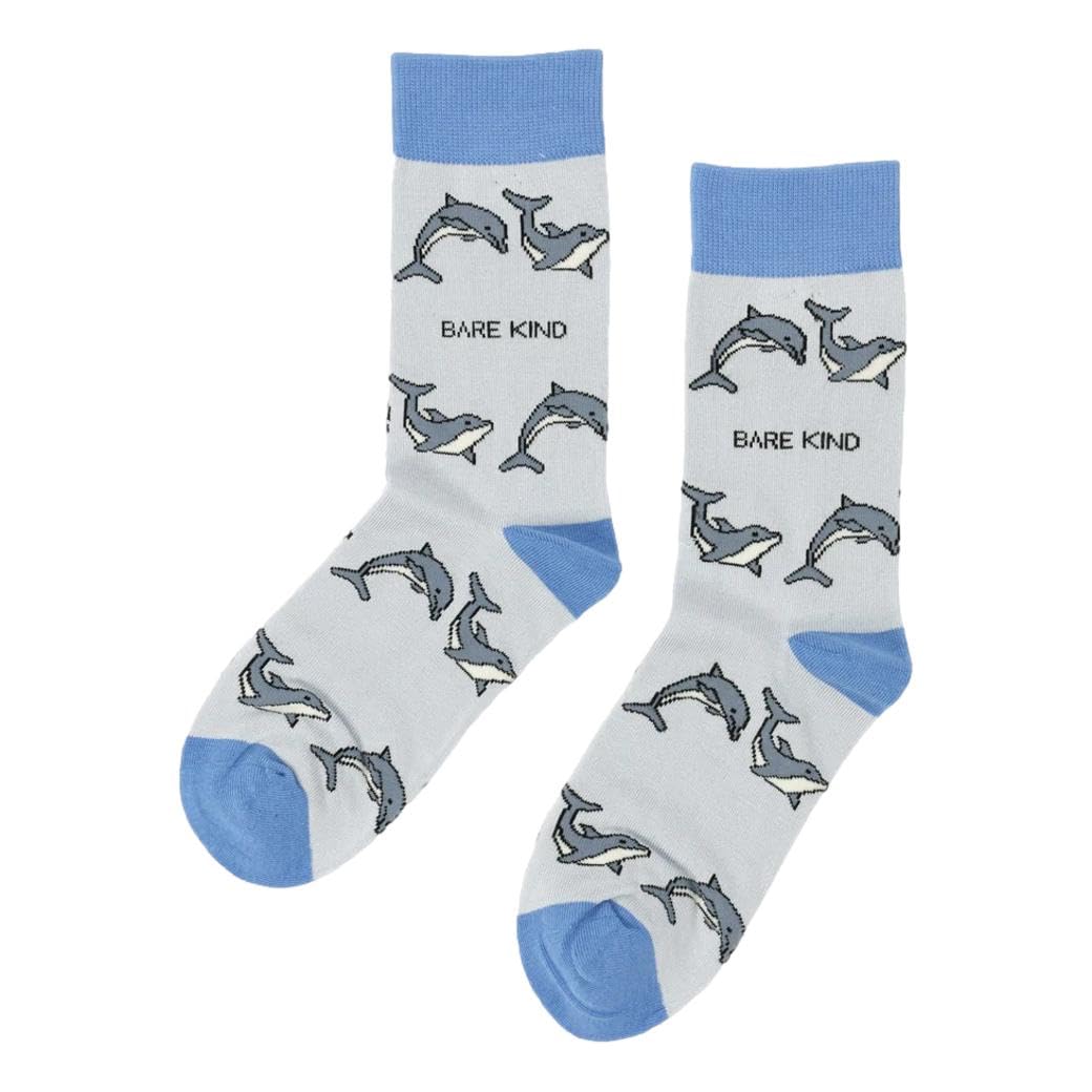 Bare Kind Unisex Multicolour Save The Dolphins Blue Novelty Ankle Socks Adult One Size