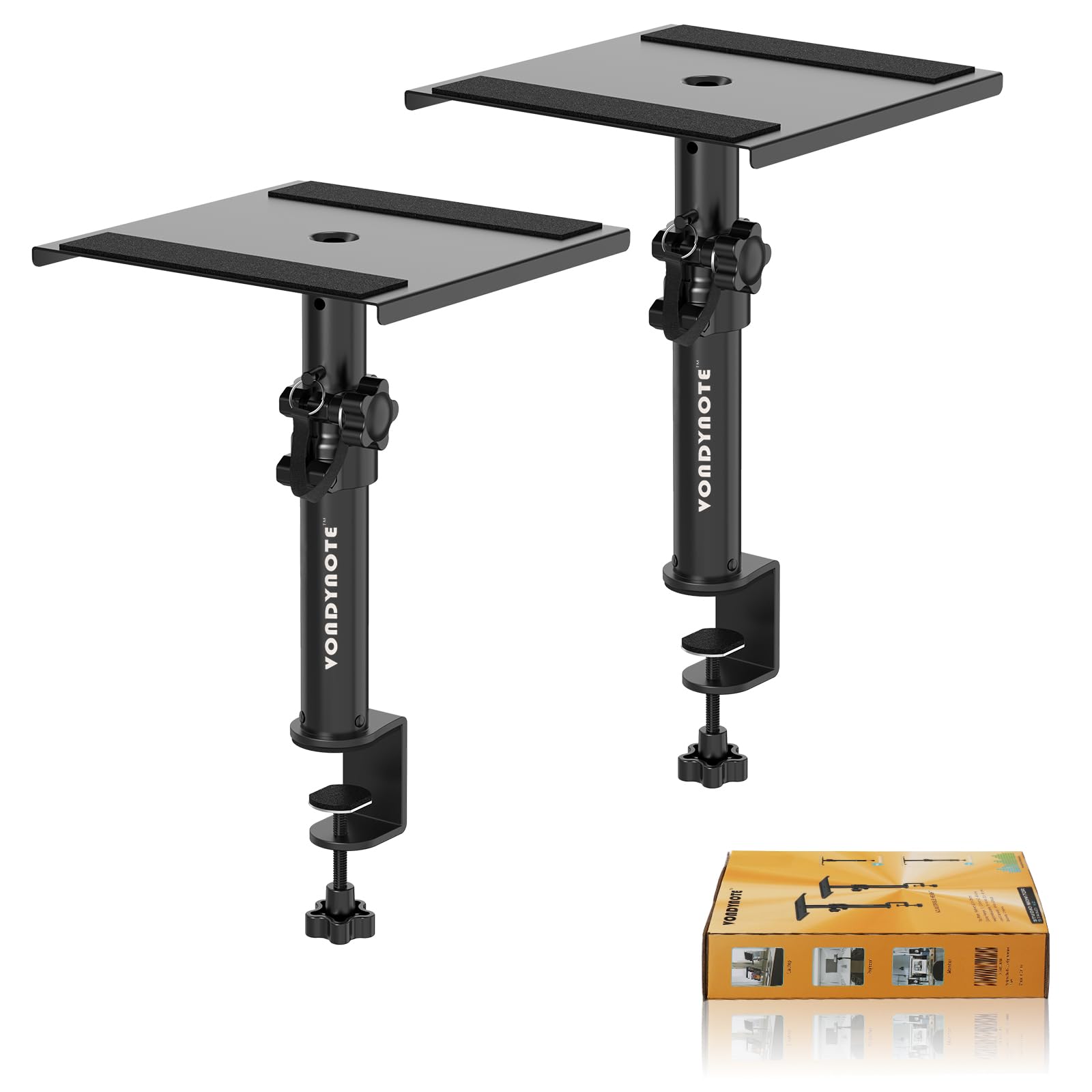 Vondynote Set of 2 Desktop Clamp Speaker Stands Short Studio Monitor Stands Height Adjustable