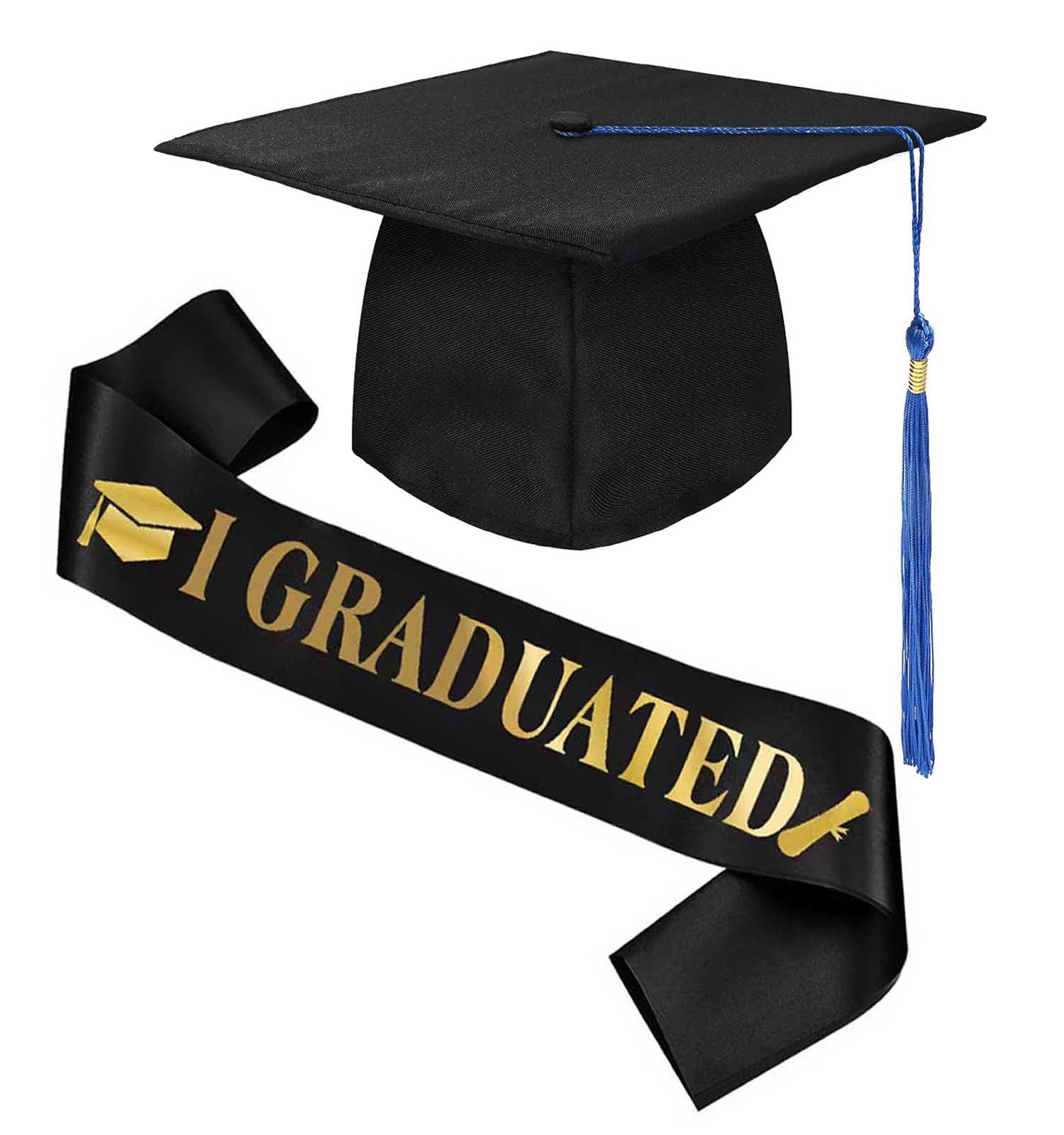 Bull Tiger Prestige Bachelor Hut mit Schärpe, Verstellbar Doktorhut Graduation Hat, Abi Abschluss Geschenk für Hochschule Abschlussfeier, Schwarz