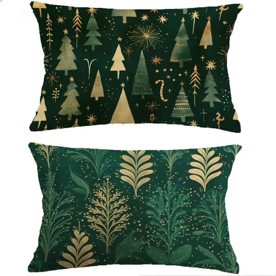 Housse de coussin de jardin étanche aspect lin vert 60x90 anti-humidité