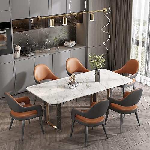 Miniatura 9 de IIOCHA Juego de 6 sillas de cocina de cuero con patas de metal de hierro para el hogar y restaurantes comerciales color marrón oscuro