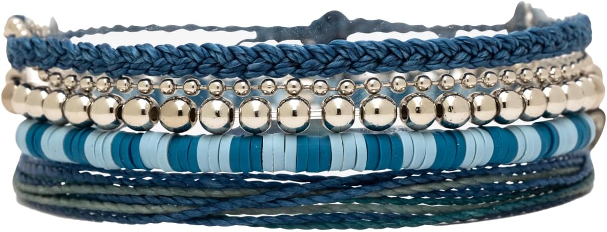 Pura VidaBracelet Deep Sea Bracelet Stack, 4 Stackable Bracelets for Women