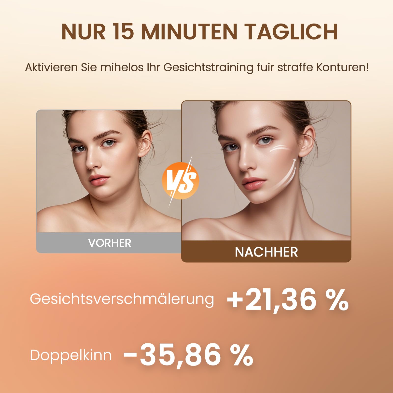 Doppelkinn Entferner, Elektrischer V-Form Gesichtsmassager mit 4 EMS-Modi & 9 Intensitätsstufen, 42°C Rot- und Blaulichttherapie, USB-C aufladbar, Face Lifting Gerät gegen Doppelkinn (Weiß)