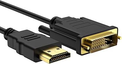 HDMI DVI Adapter Cable, DVI-D 24+1 Male to HDMI Male, HD 24+1 Bi-Directional Converter Supported with Projector, Laptop, TV, PC, DVD Player (3M)