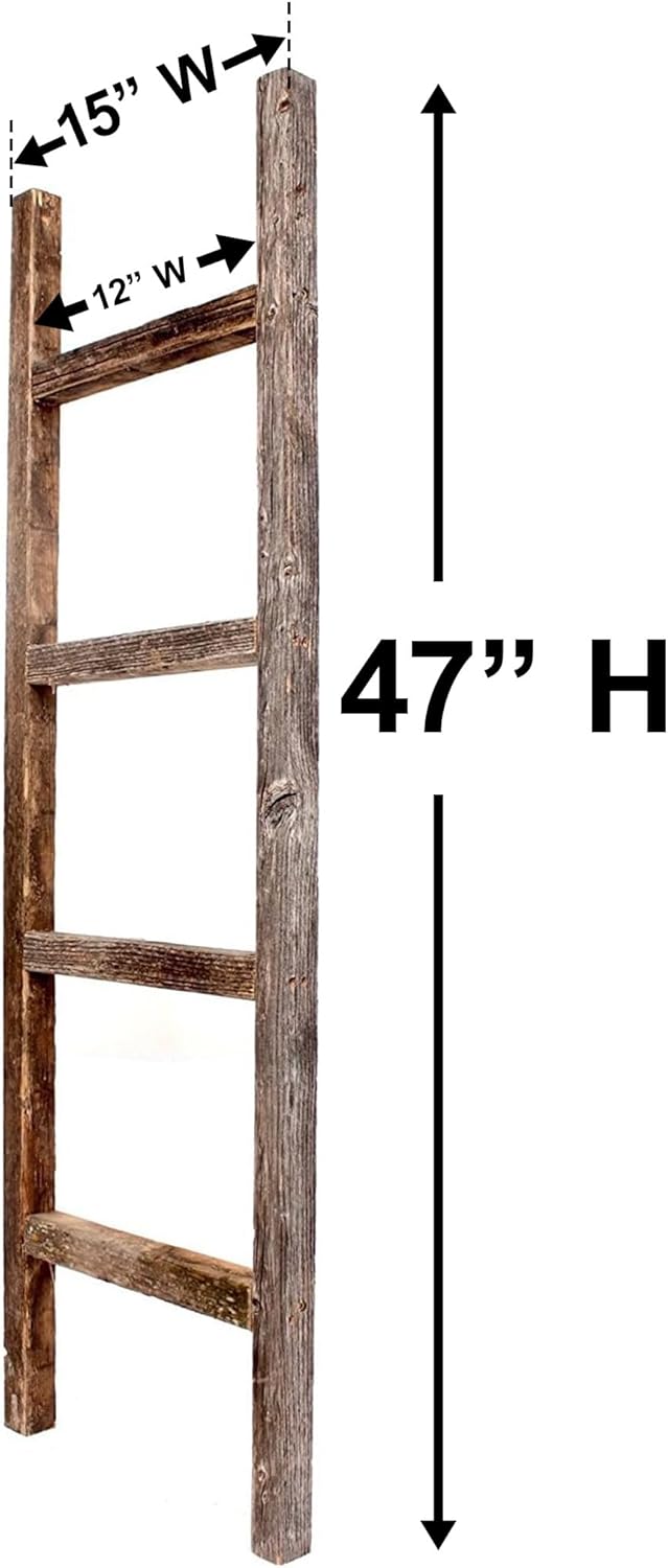 BARNWOODUSA Rustic Farmhouse Decorative Ladder - Our 47 inch Ladder can be Mounted Horizontally or Vertically and is Crafted from Reused Wood No Assembly Required Robins Egg Blue