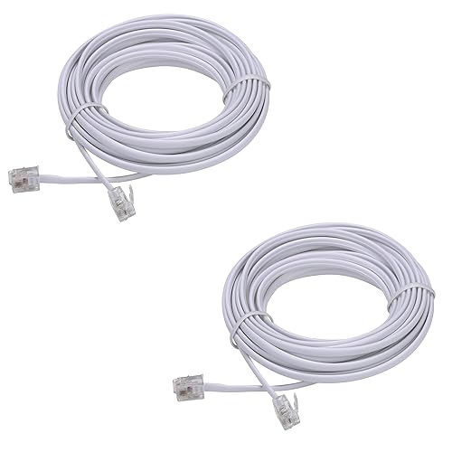 Vista 15 de Cable de extensión de teléfono de 15 pies con enchufes RJ11 6P4C estándar para teléfono fijo (negro, paquete de 2) Negro