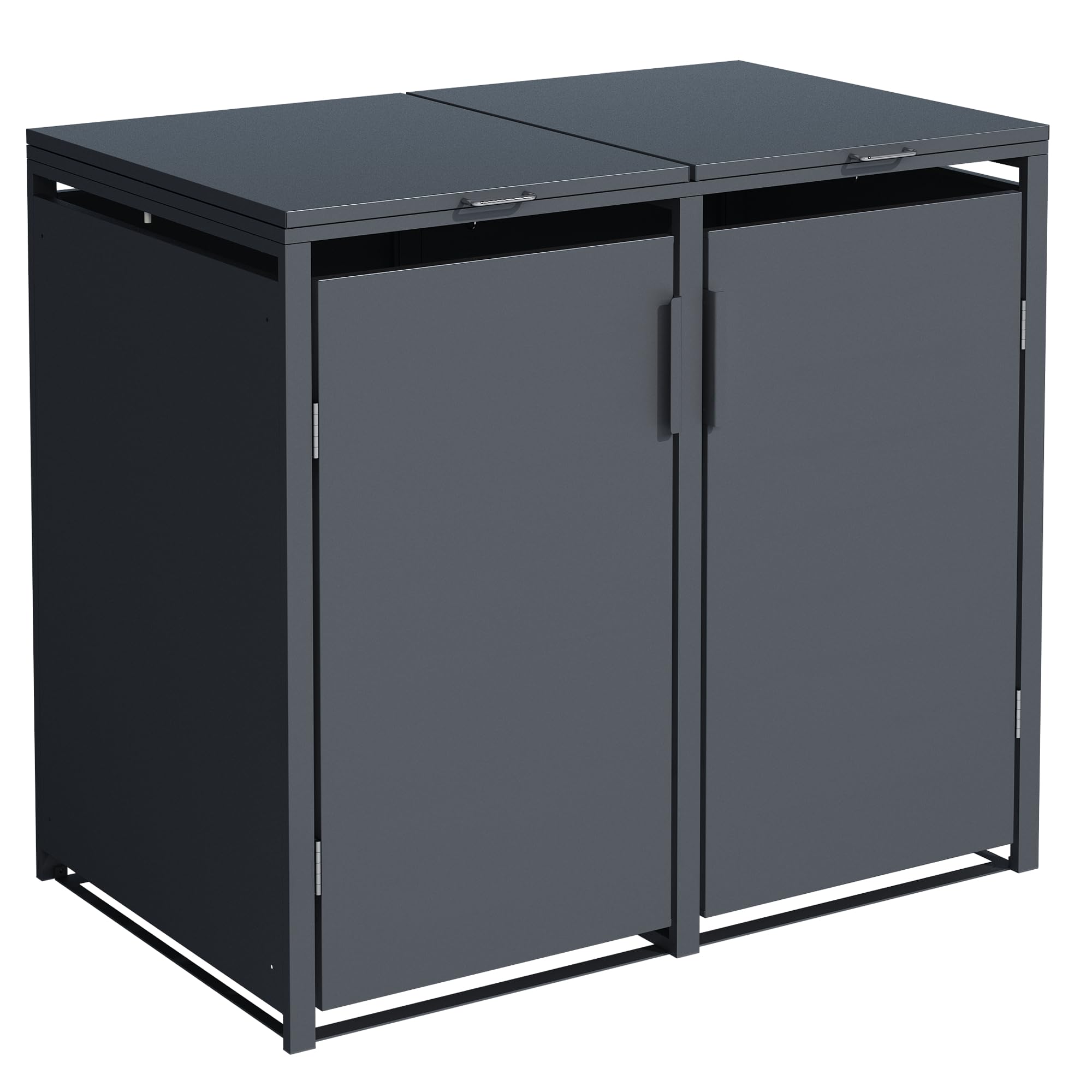 DEGAMO Mülltonnenbox 2er | Mülltonnenbox 2er für 2x Tonnen 120/240 L, verzinkt, anthrazit