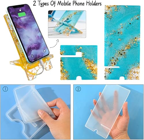 Miniatura 4 de Molde de resina de silicona para soporte de teléfono móvil, soporte para teléfono celular, moldes de resina epoxi para manualidades, soporte de
