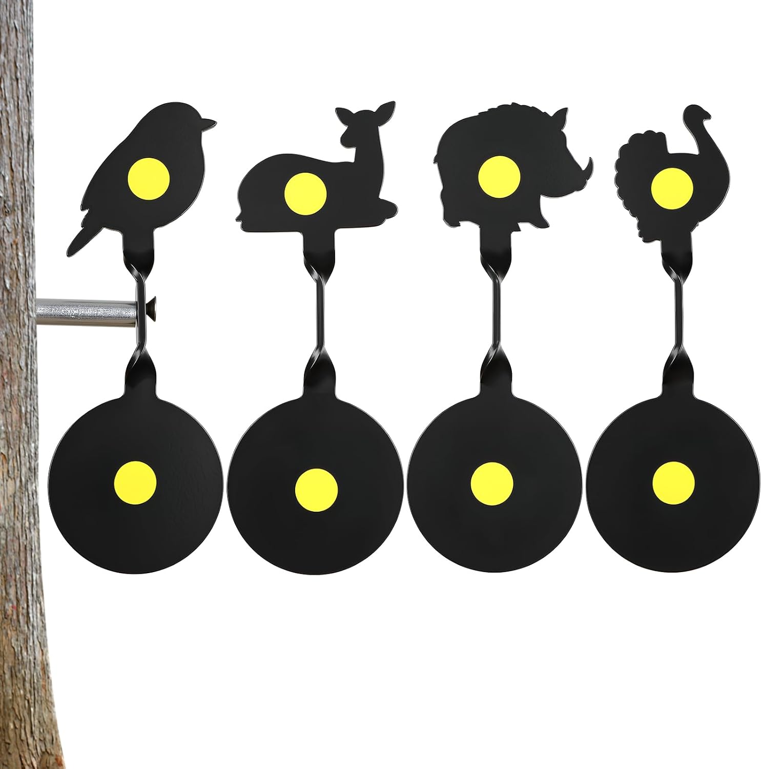 4 Pcs BB Gun Targets, Steel Spinning Shooting Targets, Animal Silhouette, Auto Reset, Pellet Airsoft Shooting Target, Suit for BB Guns, Air Rifles, Slingshot - Durable 3mm Thick