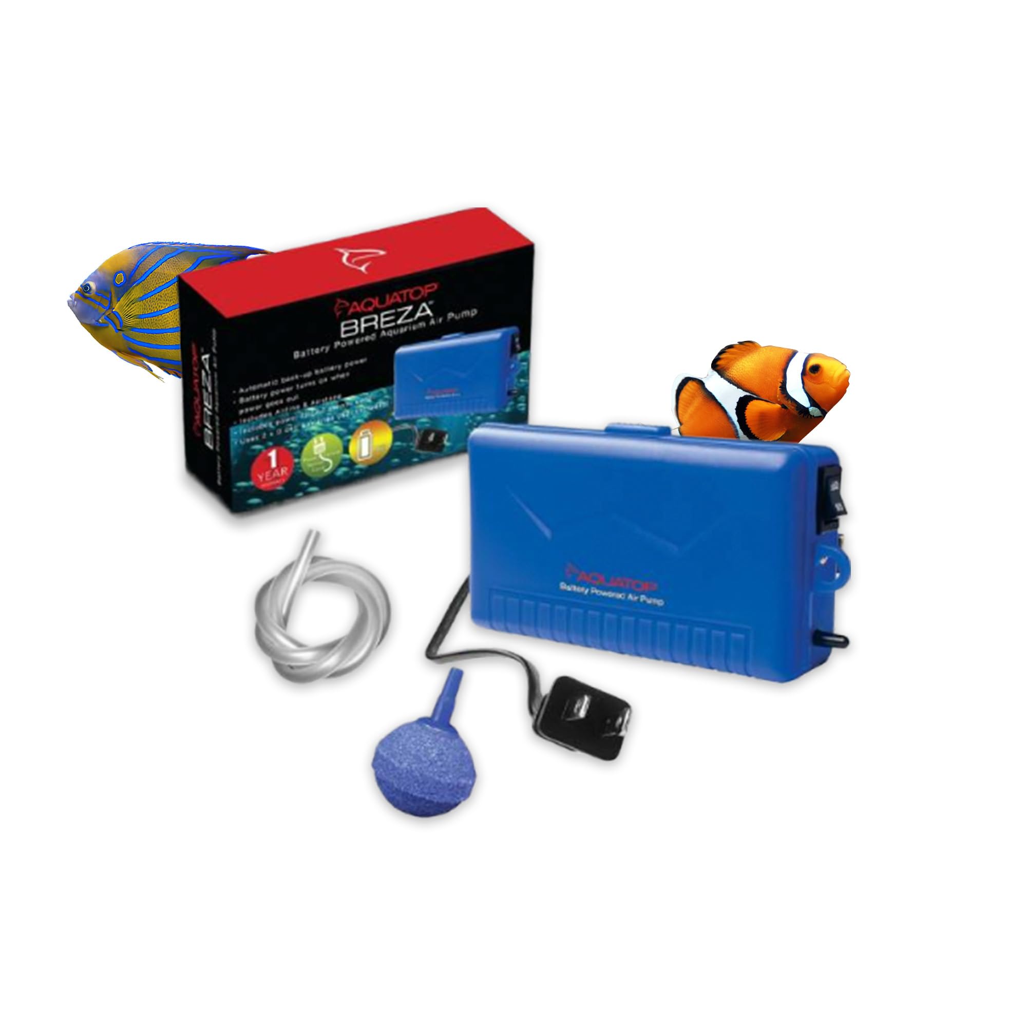 Aquatop BREZA Battery Powered Air Pump with AC Power Failure Sensor – Automatic Backup Power System, Aquarium Air Pump, Versatile &amp; Portable for Aquatic Transport