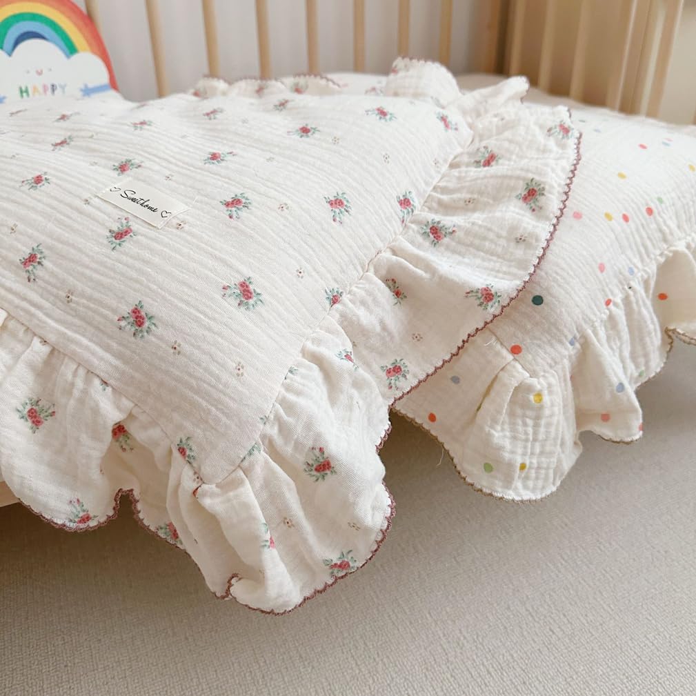 Children's 100% Cotton Cushion Cover - Breathable Baby Pillowcase with Cute Design for Children's Room, Nursery & Safe Sleep (30 x 50 cm) (Berry) - Image 3
