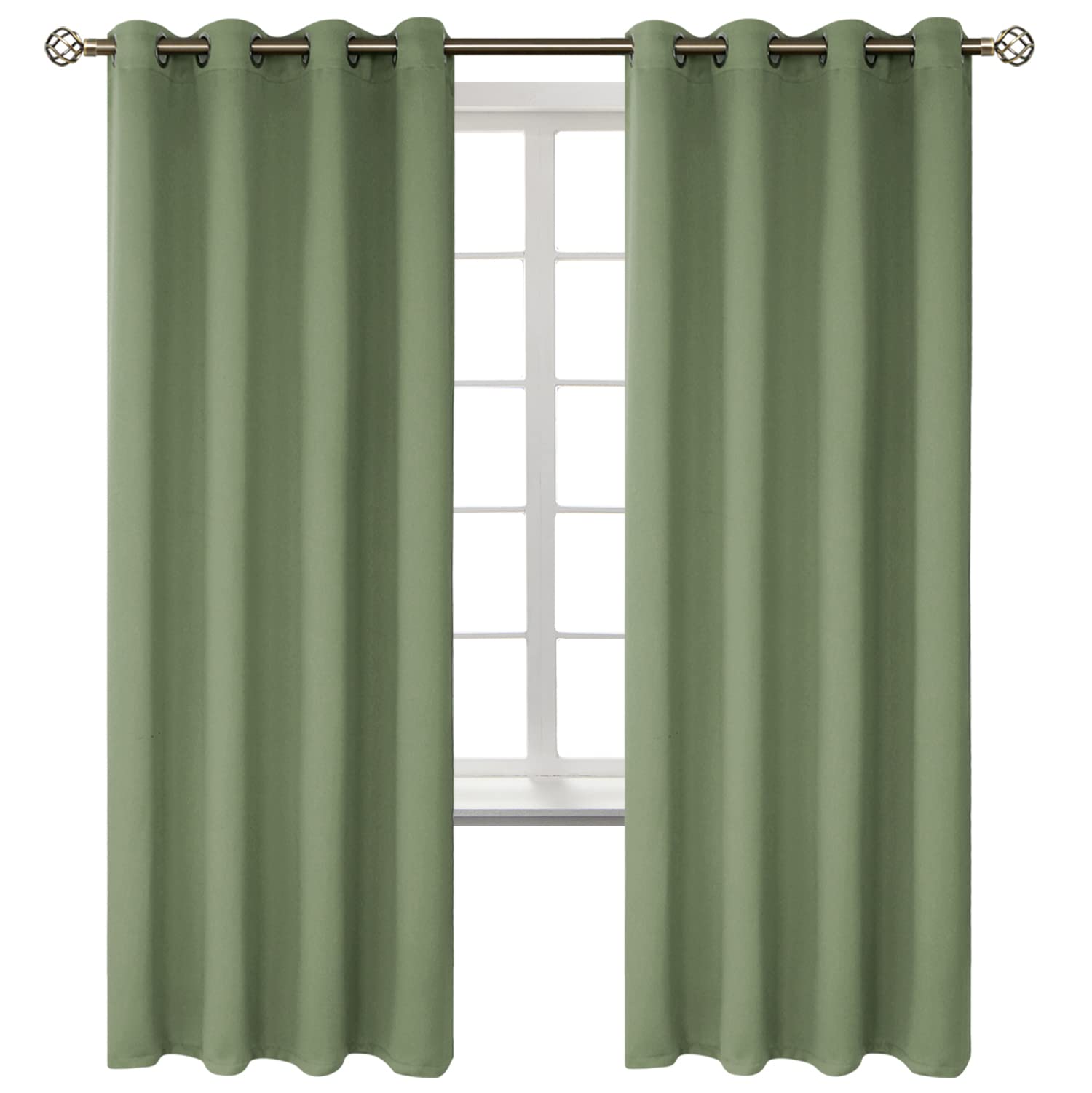 BGment Grass Green Blackout Curtains for Bedroom 72 Inch Long - 2 Panels