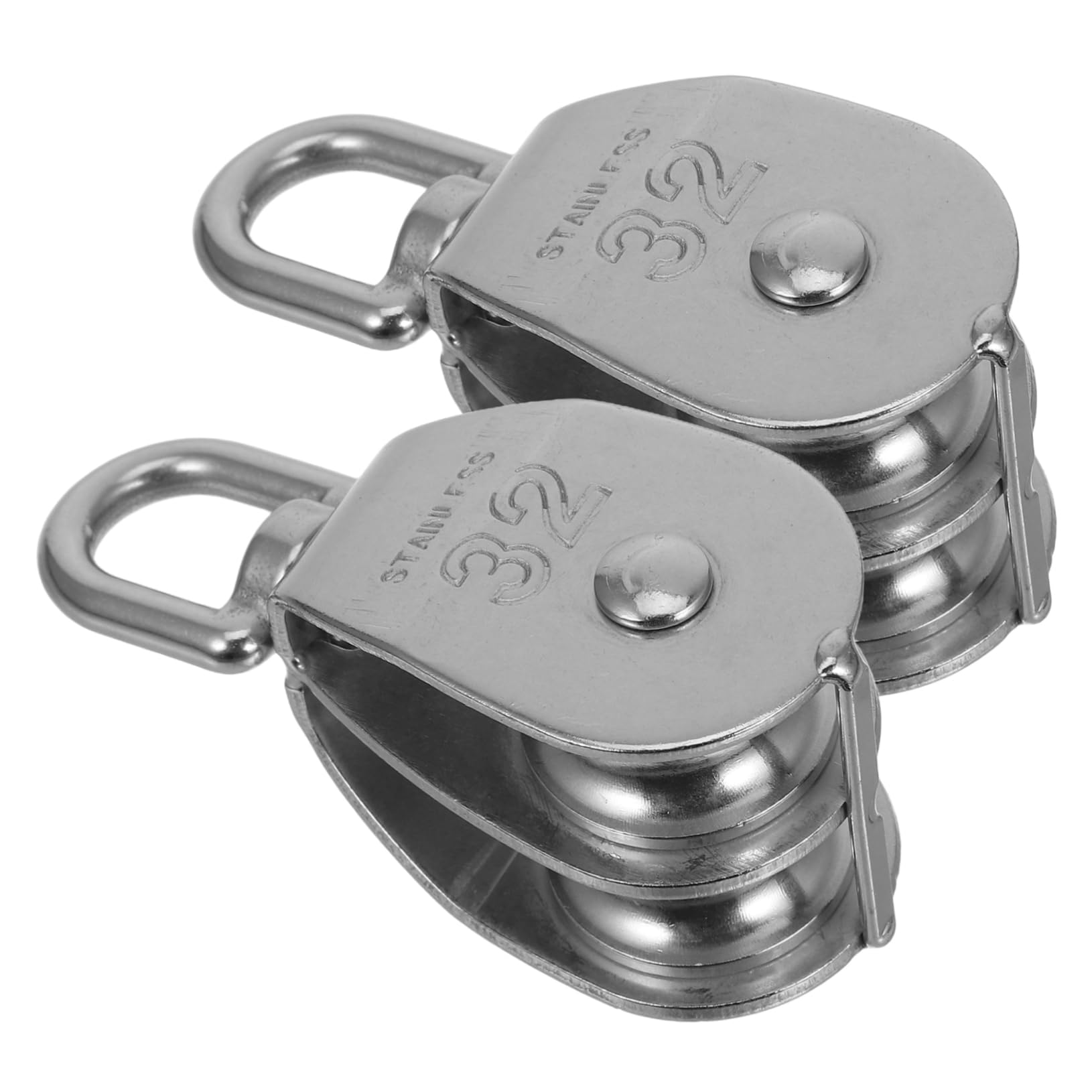 2 Pezzi Puleggia in Metallo Inossidabile Doppia Puleggia Girevole Per Carrello Di Trazione Kit Di Pulegge Doppia Ruota Per Accessori Di Sollevamento e Trazione