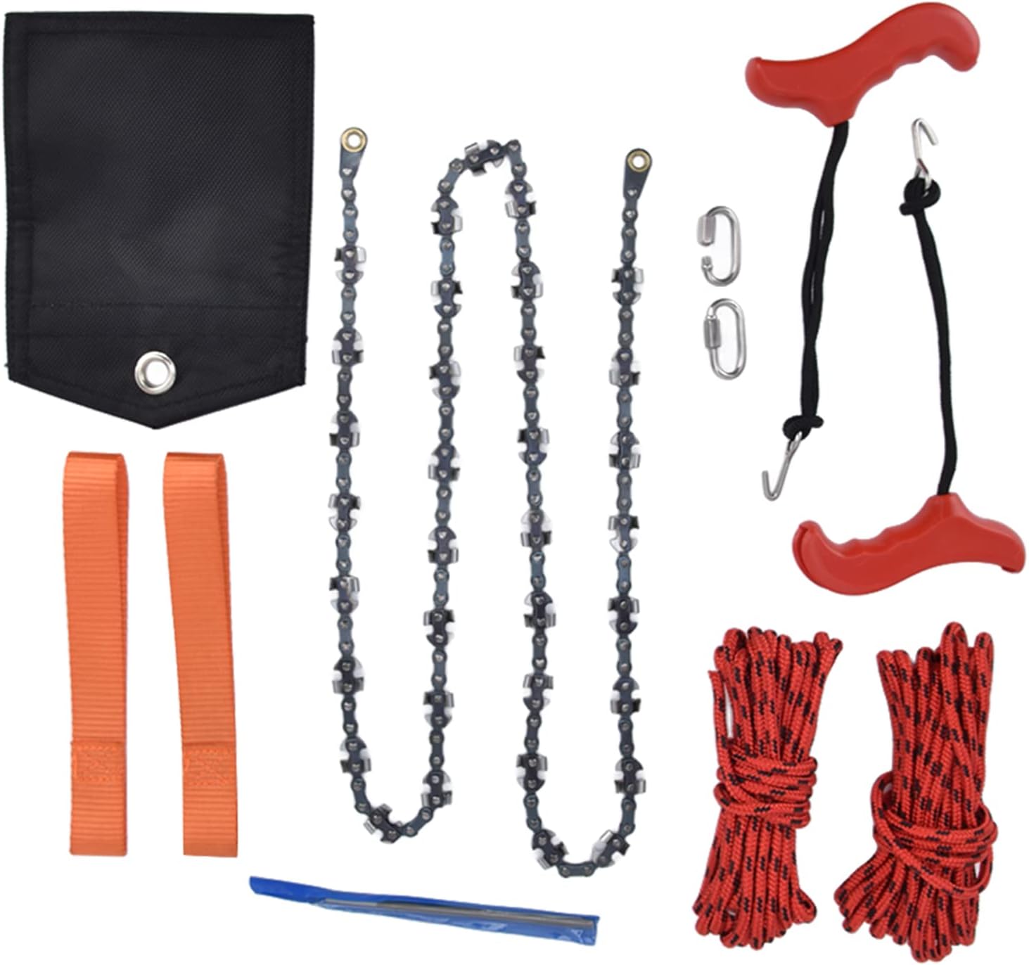 Hand Chain Saw, 53in Ergonomic Handle 65 Manganese Steel Foldable Handheld Chainsaw with Pouch Bag for Outdoor Camping, Tree Pruning