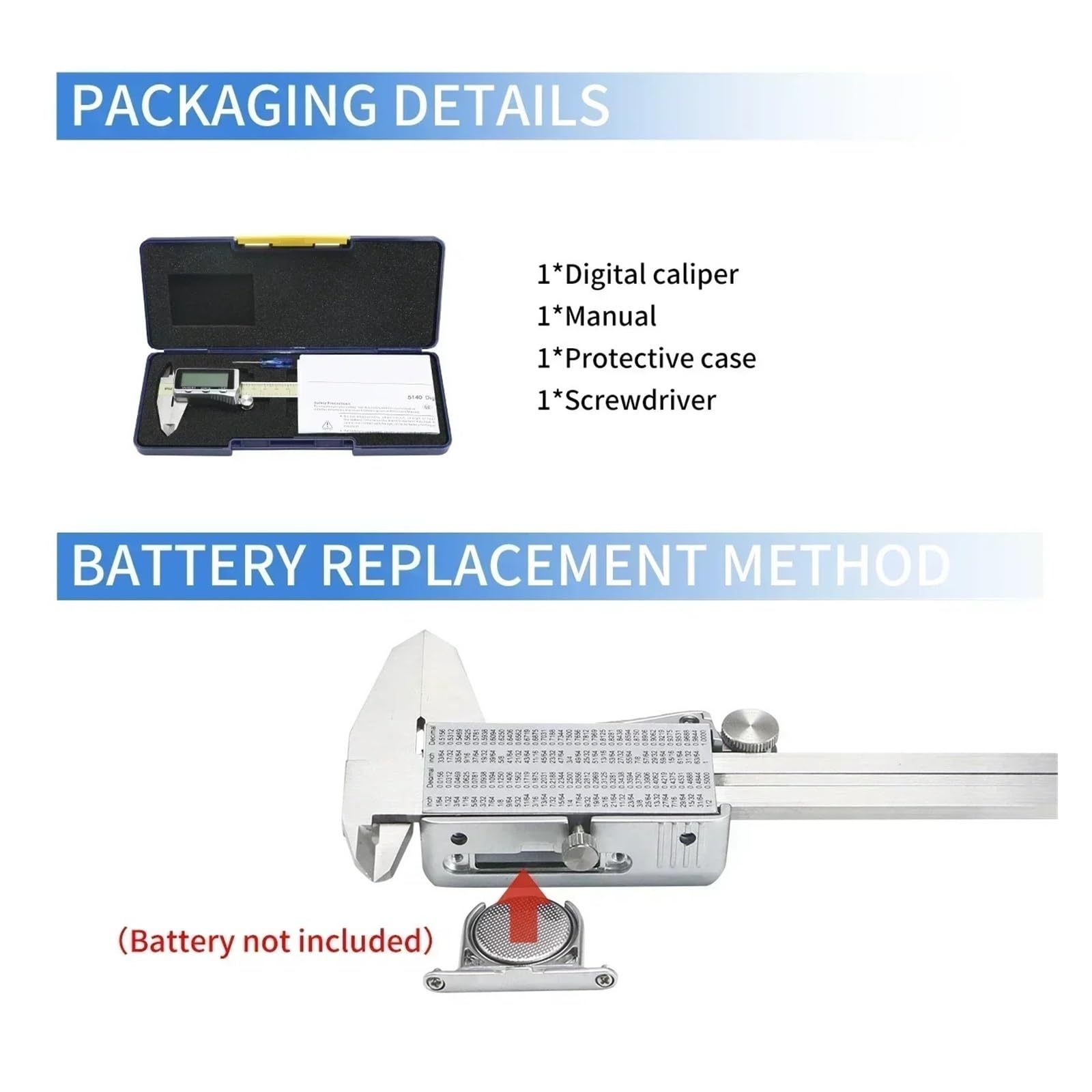 Pies de Rey Calibrador Vernier Digital con retroiluminación, calibrador electrónico de Acero Inoxidable 150mm/6 Pulgadas LCD Grande, Herramienta medición métrica(0-150mm)