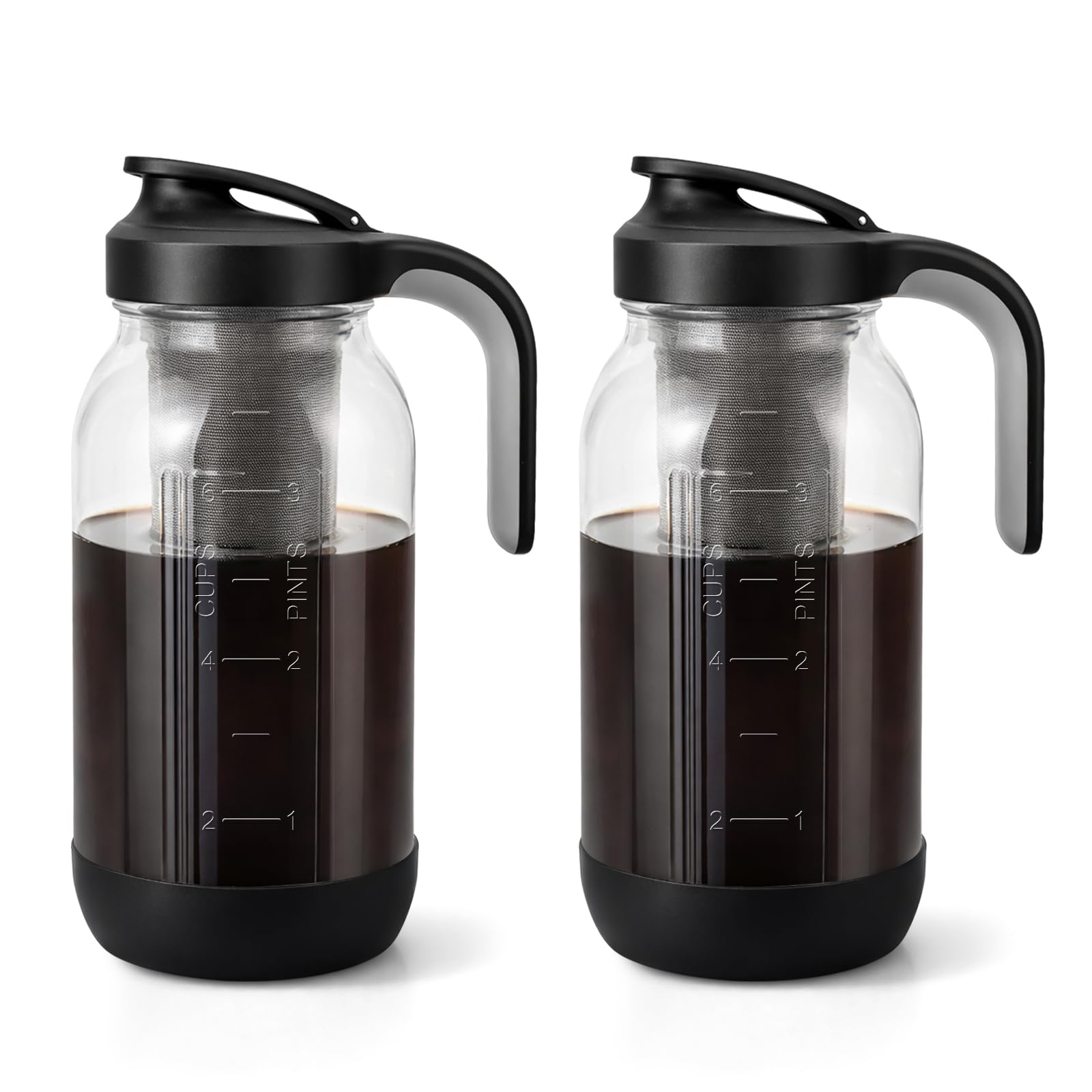 64 oz Cold Brew Coffee Maker with Stainless Steel Filter, 2 Pack