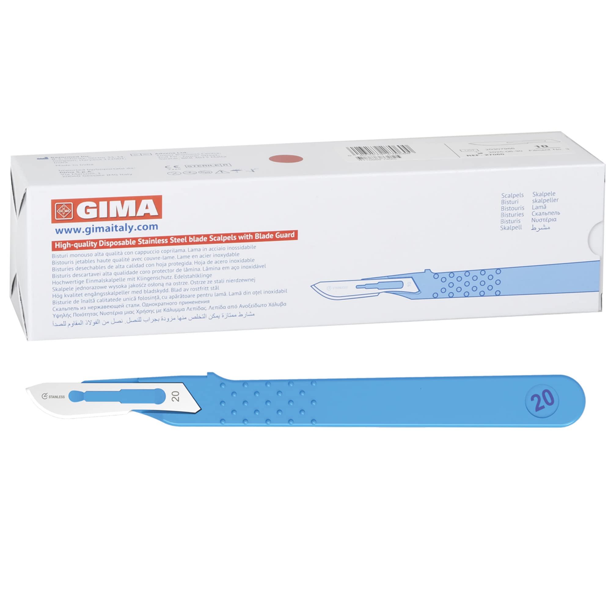 GIMA - Sterile Einweg-Skalpelle, Standardmodell, Nr. 20, 10er-Pack, 27064
