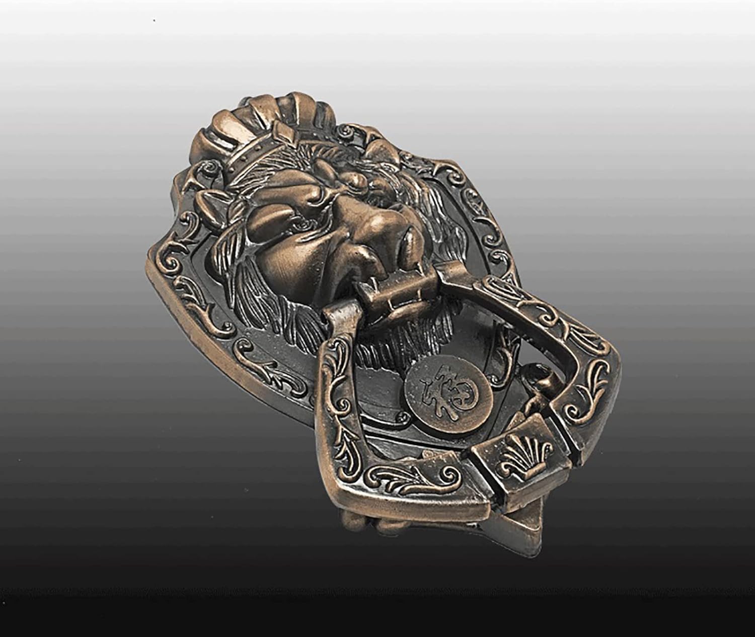 2 Pack Brass Door Knocker, Beast Head Lion Head Antique Door Knocker Handle, Antique Bronze Finish, Strong 3D Effect, Suitable As Front Door Drawer Wardrobe Chair Decoration Handle