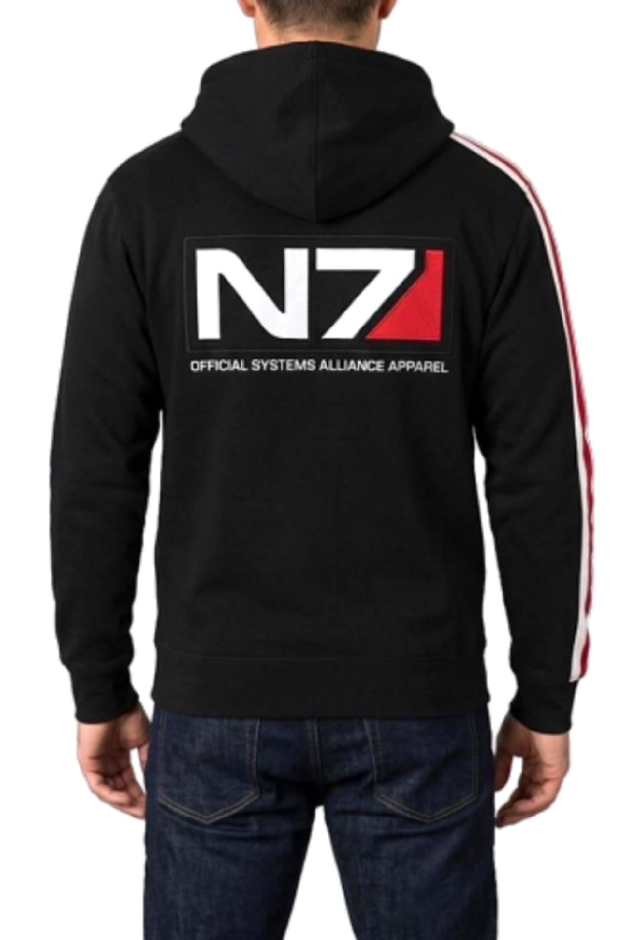 Felpa con cappuccio da uomo per cosplay di fantascienza Hero N7, ispirata al videogioco, in pile nero, alla moda