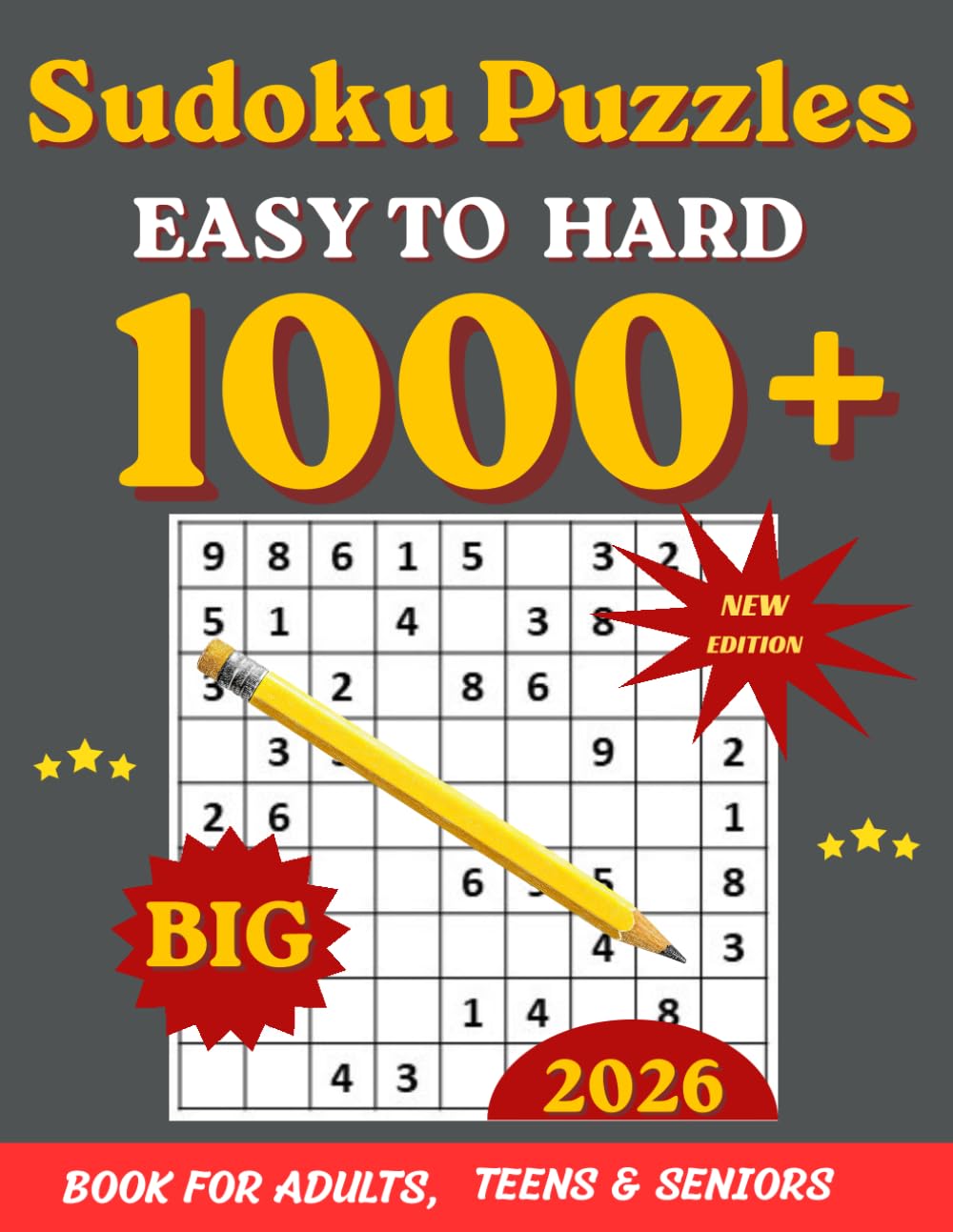 1000 Sudoku Puzzles for Adults: Easy to Hard 9x9 Brain Games for Beginners & Experts: A Massive Collection of Fun and Challenging Sudoku Puzzles to ... Easy level - Medium level - Hard level)