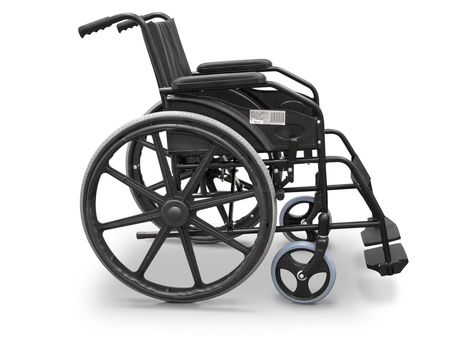 QUIRUMED Silla de ruedas plegable EASY STYLE, Acero, Ancho 46 cm, Fácil plegado, Aros autopropulsores, Reposapiés abatibles, Asiento acolchado, Frenos manuales, Para mayores, Para minusválidos