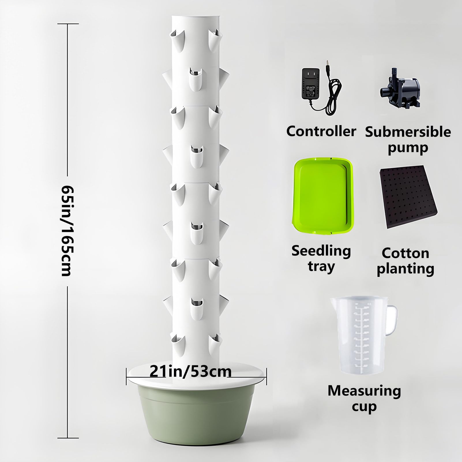 Sistemas de Cultivo Hidropónico Vertical Torre Hidropónica Jardín con Bomba Hidratante y Tanque de Agua Móvil Kit de Cultivo Aeropónico para Hierbas de Interior Frutas Verduras Black-9Layer
