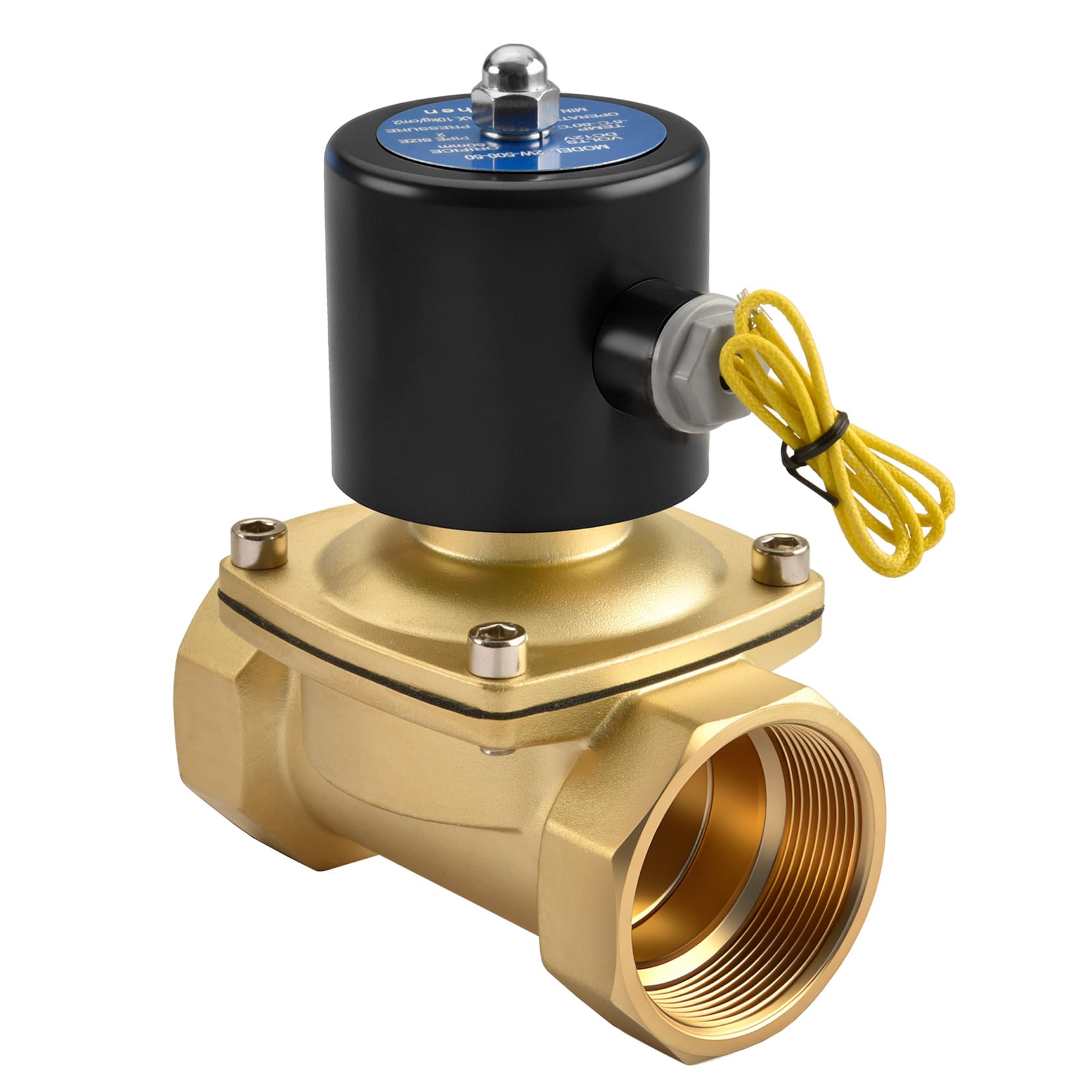 Heschen Women's Black Brass Electric Solenoid Valve, 2W-500-50, Pt2'' Port, Dc12v Direct Action Water, Normally Closed Replacement Valve (Dc12v)