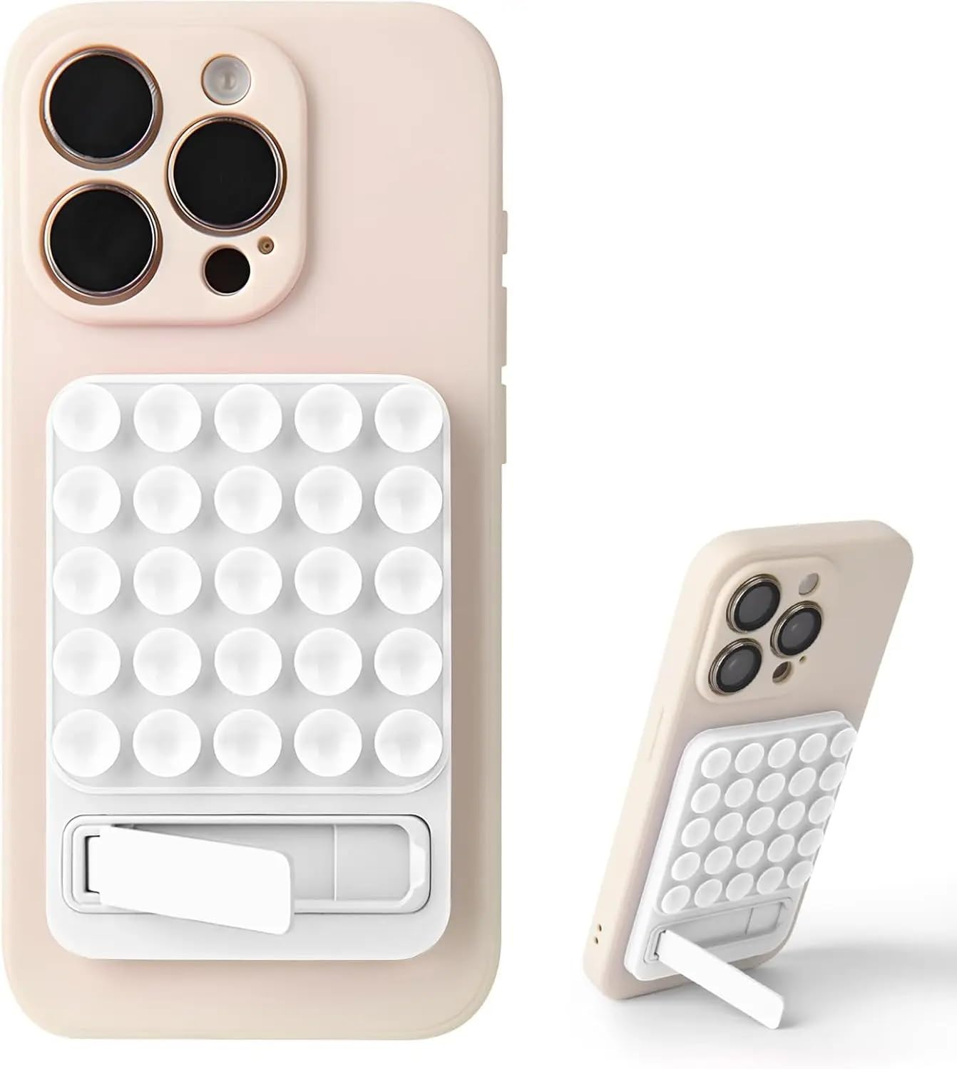 Coverzone Dikdörtgen Vantuzlu Telefon Tutucu Stand Olabilen pop-it telefon tutacağı Taşınabilir Silikon Yumuşak Telefon Standı Geniş Kullanım Alanı (Beyaz)