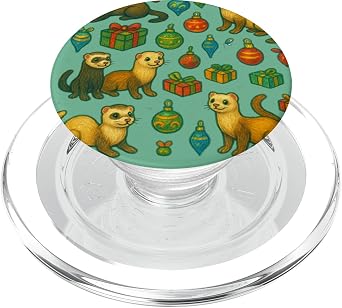 Ferret Christmas Pattern with Presents Ornaments PopSockets PopGrip for MagSafe