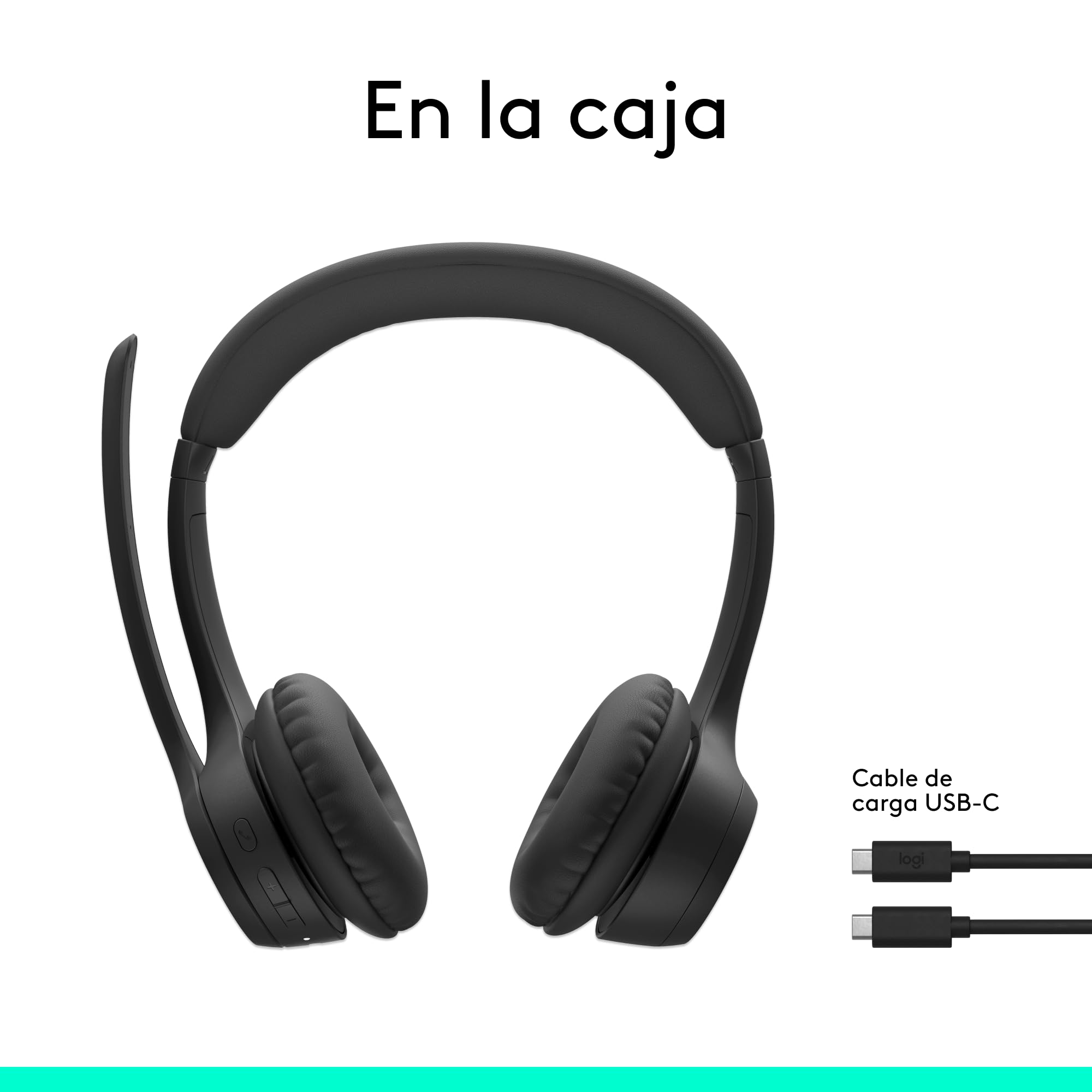Logitech Zone 300, Auriculares con micrófono Bluetooth inalámbricos con cancelación de Ruido, compatibles con Windows, Mac, Chrome, Linux, iOS, iPadOS, Android - Negro