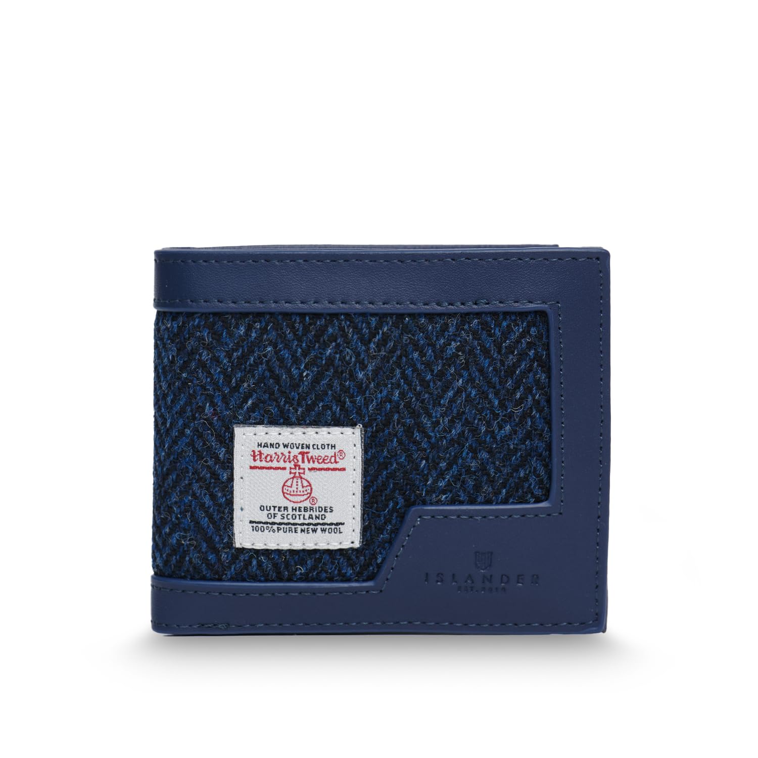 Islander Men's Wallet Harris Tweed & PU Leather (Classic, Navy Herringbone, 4.33'x3.74'x0.98')