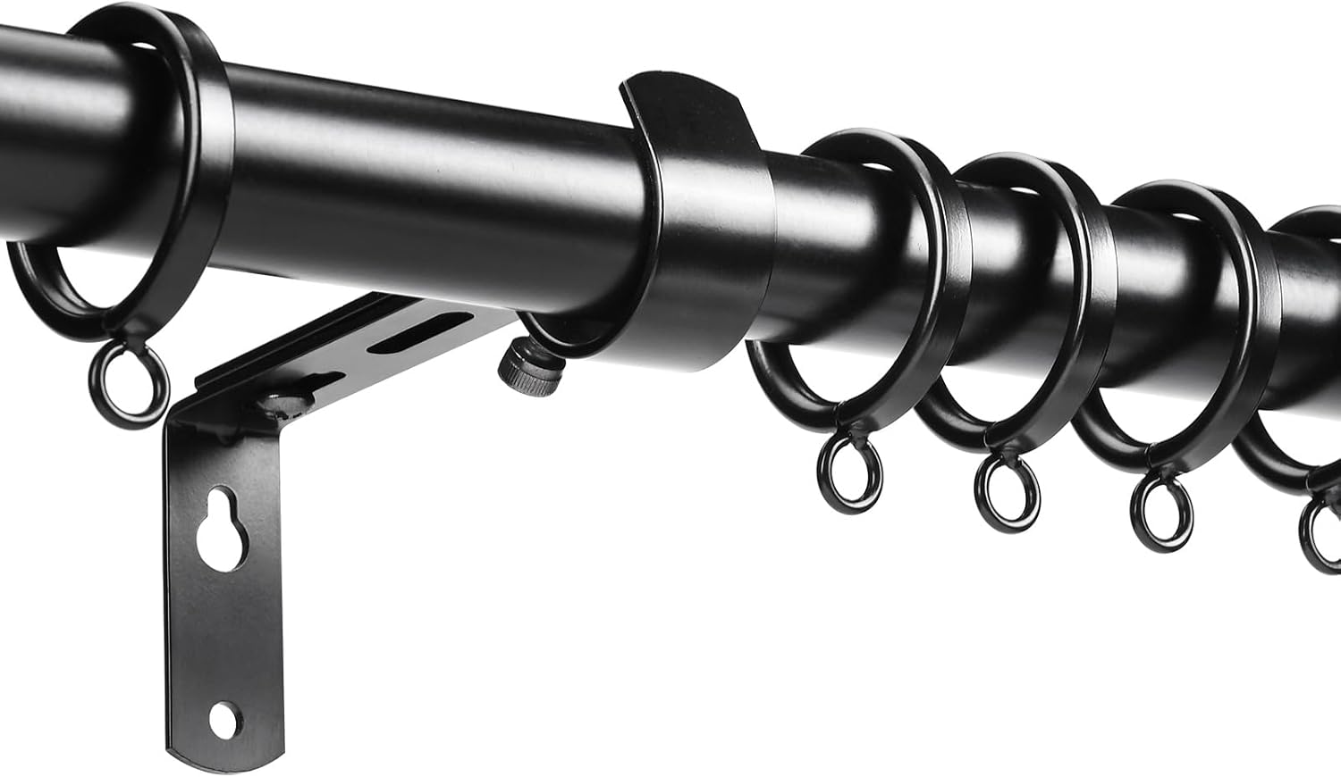 42Pcs 1.26-Inch Inner Diameter Metal Curtain Rings with Eyelets Half Circle Thick Wire Fits Up to 1.0 Inch Rod (Black-42pcs)