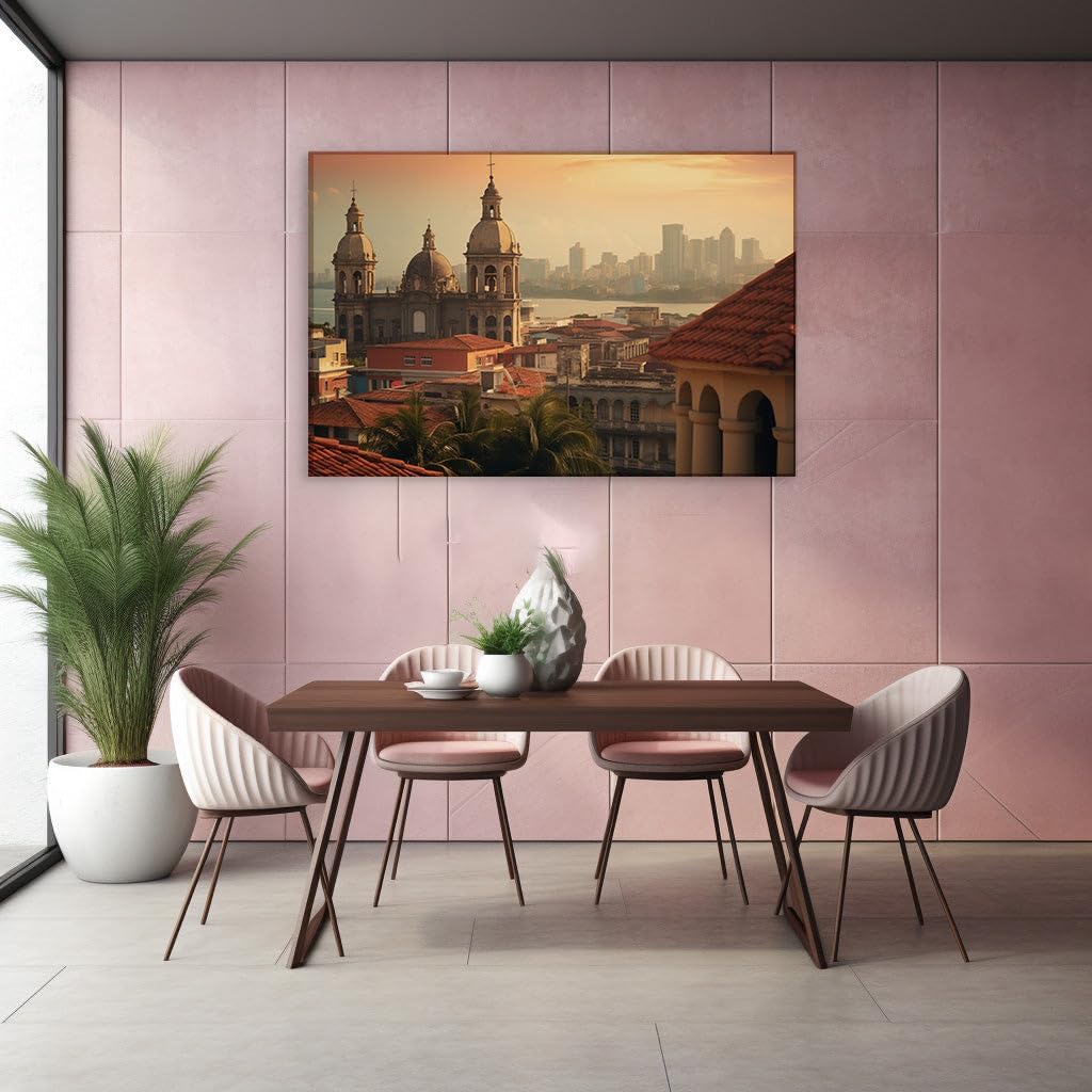 Canvas for Living room. Embracing Serenity: Mountains, Lake, and Soaring Birds Paint a Scene of Tranquil Oneness, 27 x 18 inch Canvas Wall Art - Contemporary Masterpieces - Modern Home Decor