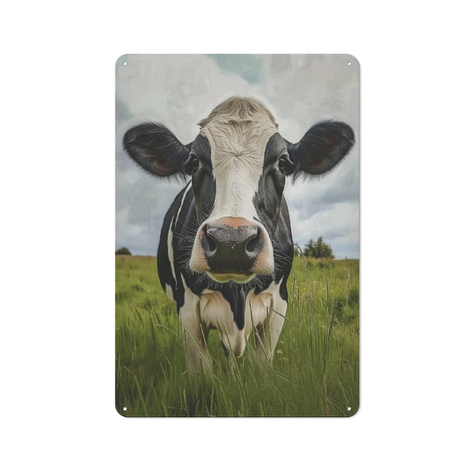 Holstein Cow Portrait Decorative Tin Sign 30x20cm, Old Fashioned Vintage Wall Decor for Lounge, Study, Pub Or Wall Gallery