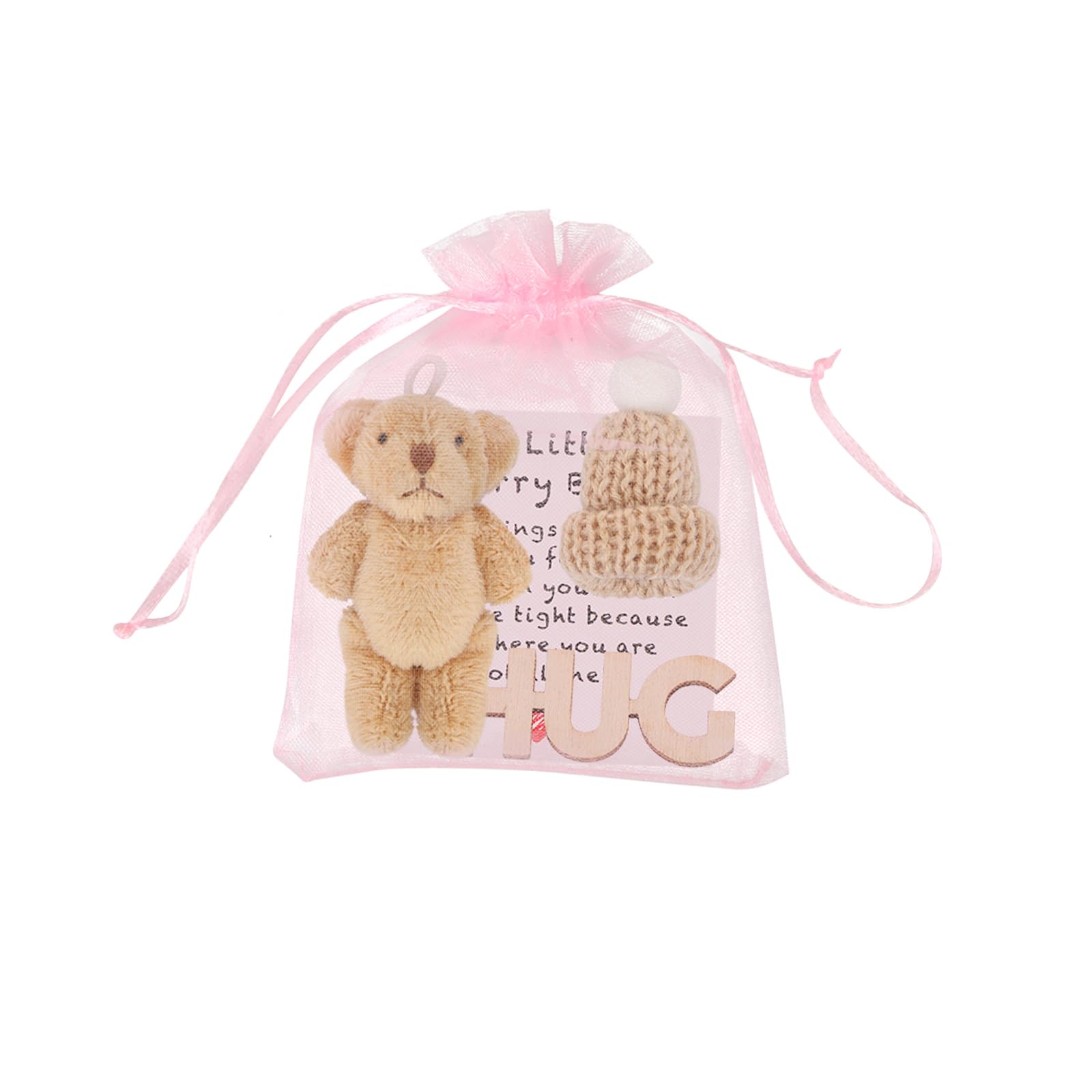 LALASTYLE Pocket Bear Hug Mini Worry Bear Plush with Inspirational Card, Soft Anxiety Relief