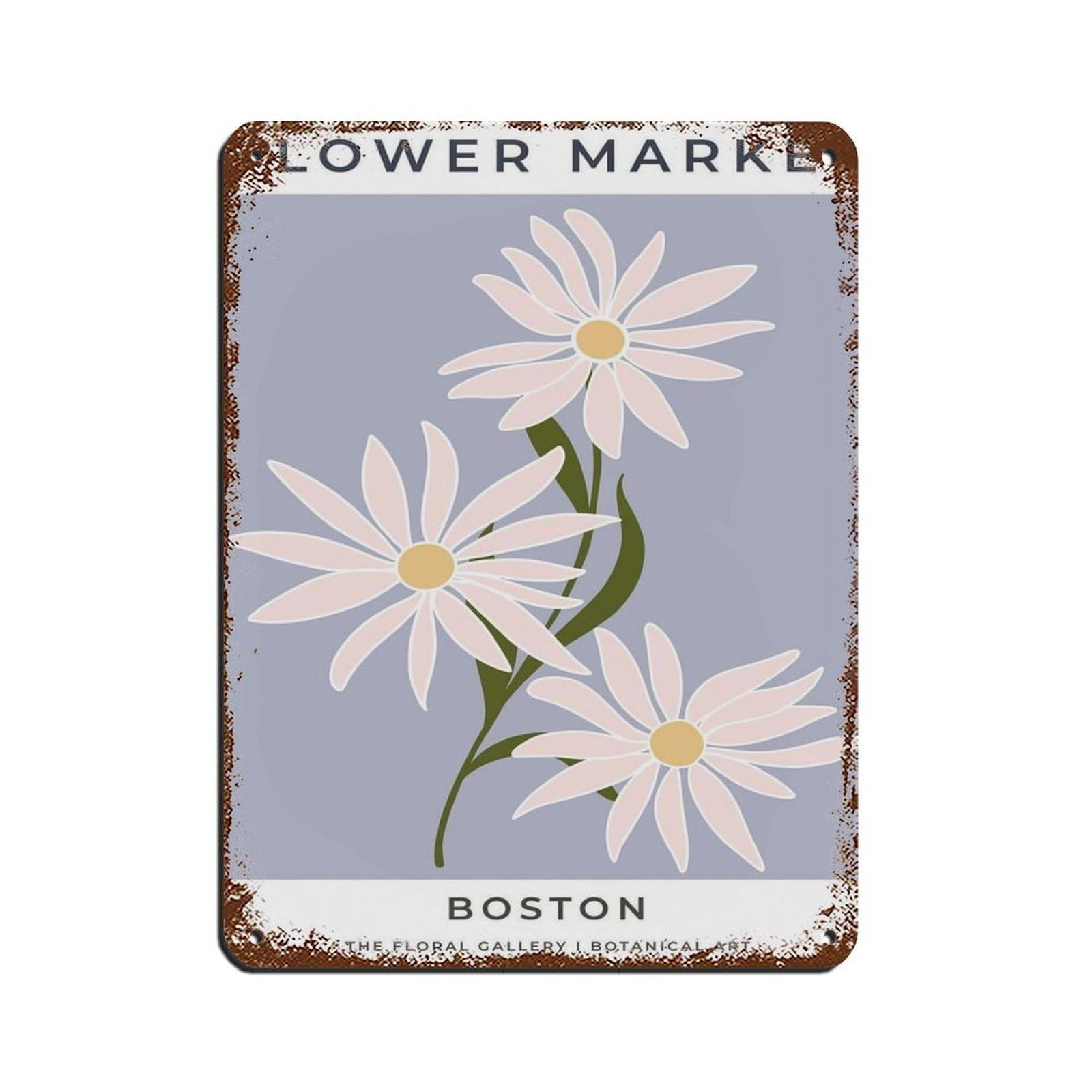 Boston Travel Poster, Abstract Flower Poster Tin Sign Vintage Metal Pub Club Cafe Bar Home Wall Art Decoration Poster Retro 12x16inch(30x40cm)