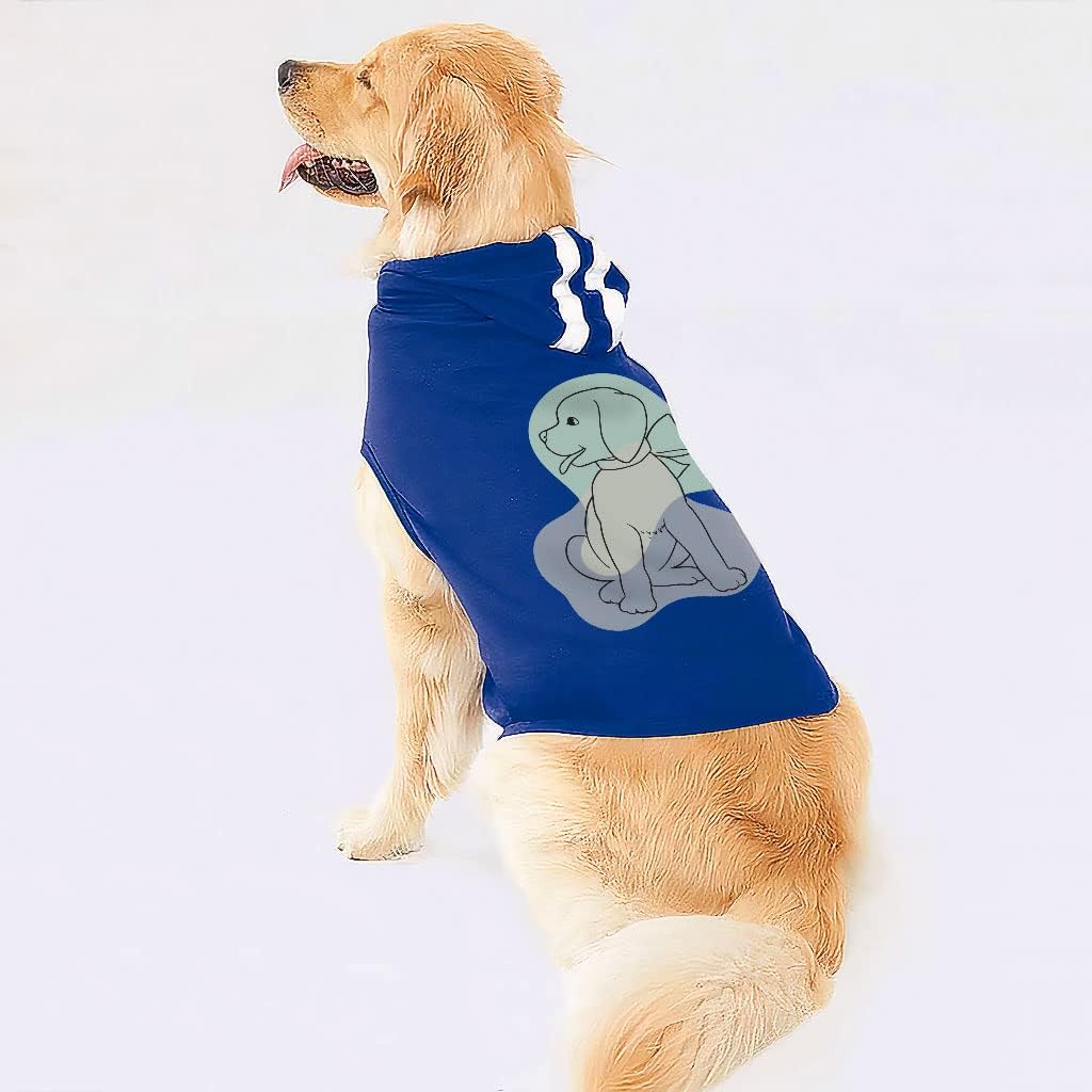 Cute Art Dog Shirt with Hoodie - Puppy Print Dog Hoodie - Illustration Dog Clothing - Royal White, L