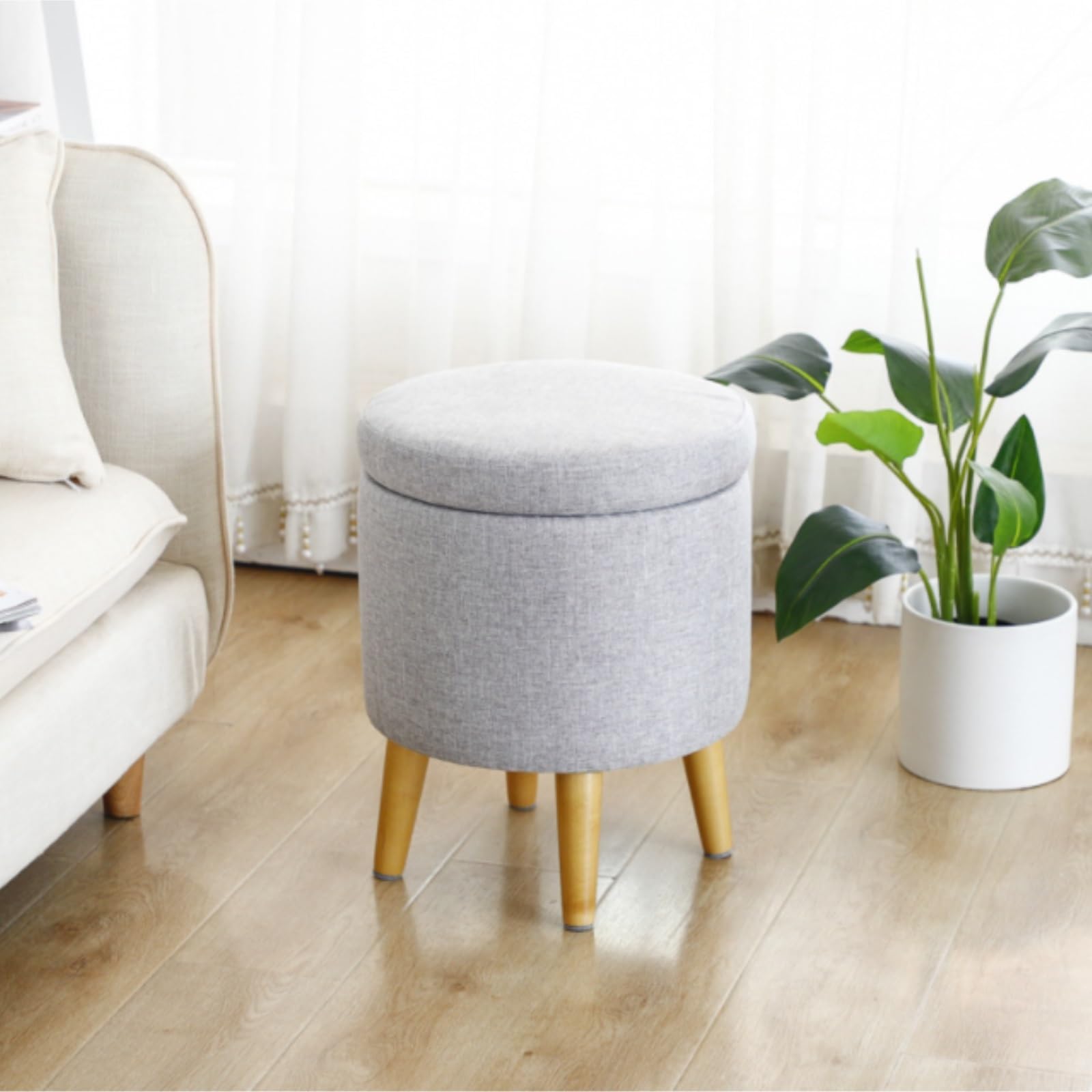 Ottomana Salón Reposapiés con Tapa Extraíble, Asiento Acolchado Espacio Oculto Y Patas De Madera Asiento Extra(Blue)