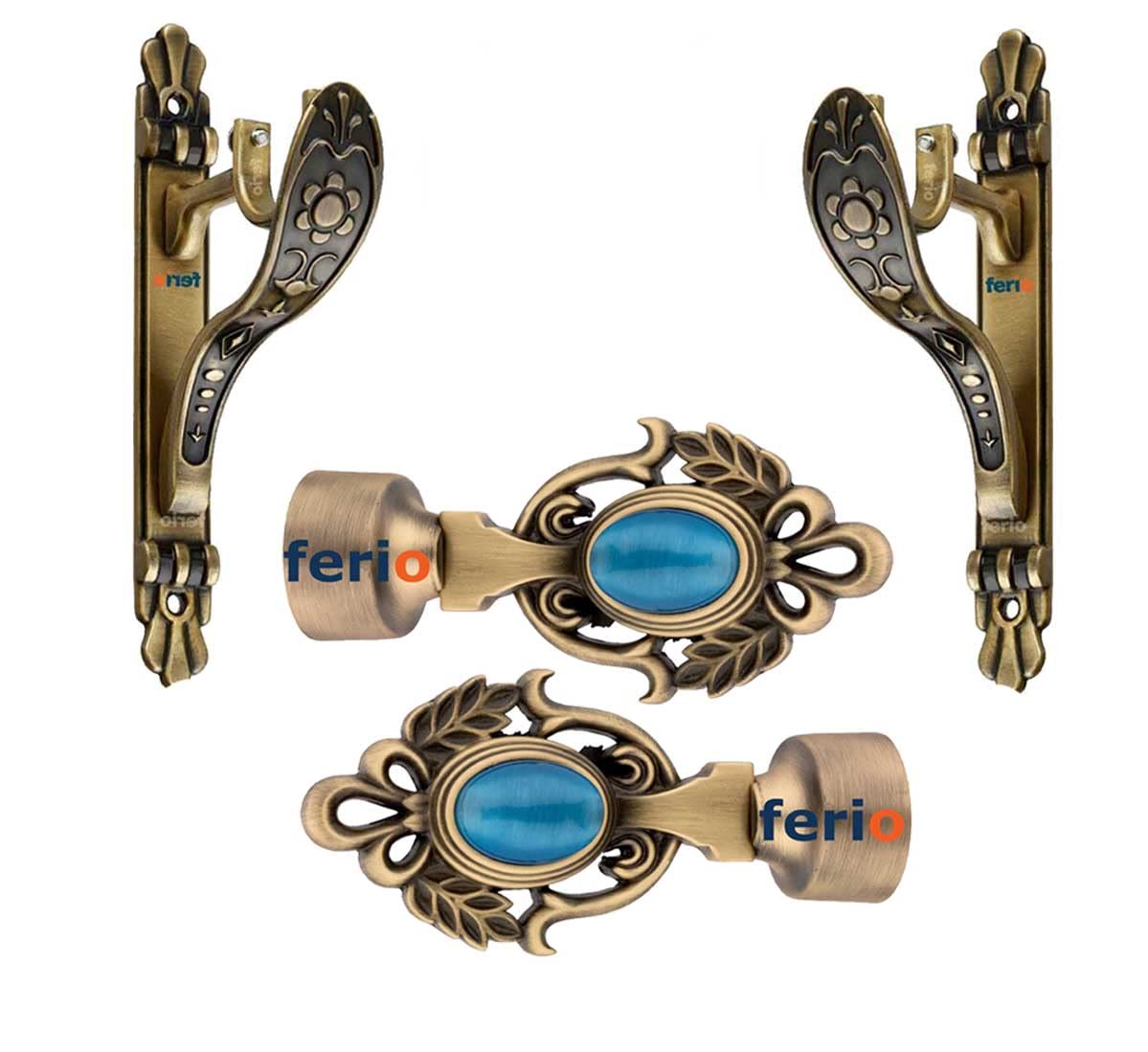 Buy Ferio Antique Brass Zinc Alloy and Diamond Rajwadi Design Curtain