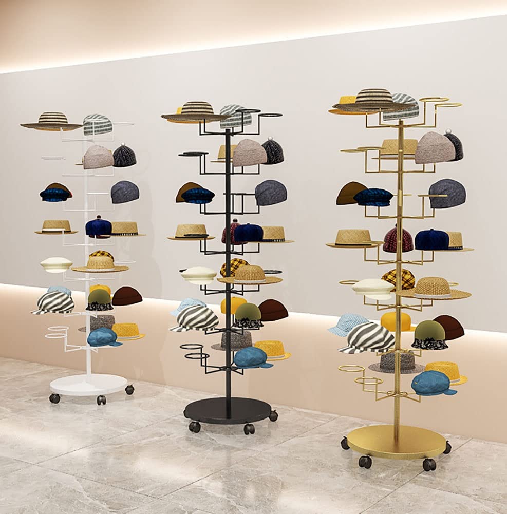 Colgador Gorras, Estante de exhibición de sombreros con ruedas de gran capacidad, organizador de sombreros de pie para gorras de béisbol, sombreros de vaquero y pelucas, estante de almacenamiento para