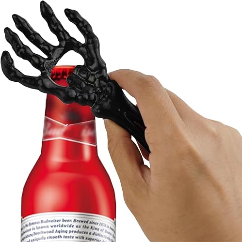 Miniatura 3 de TIHOOD Abrebotellas de bebidas con temática de mano de esqueleto de hierro fundido, abridor de botellas único y divertido abridor de botellas de